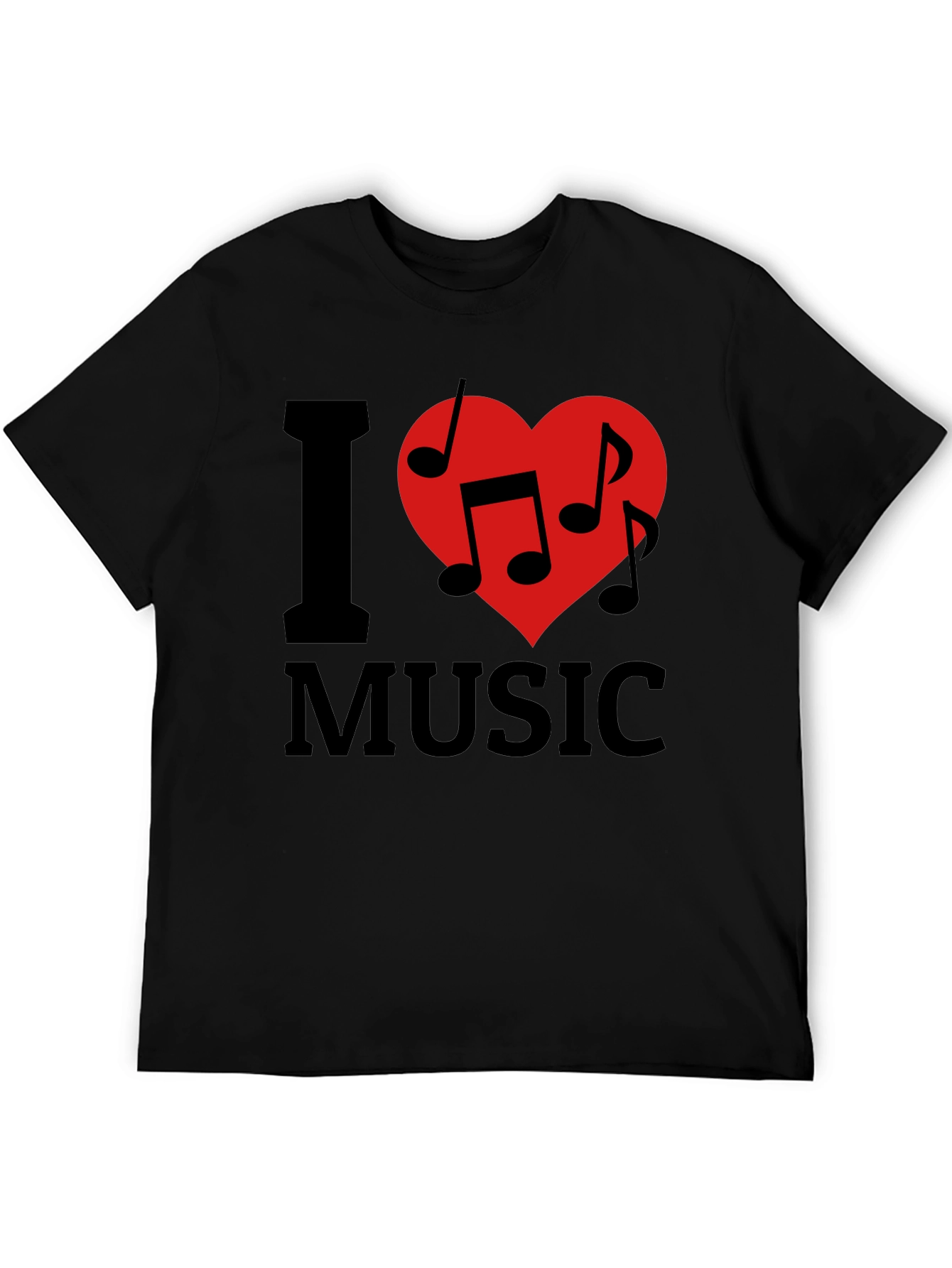 I Heart Music Graphic Tee - Black Cotton T-Shirt