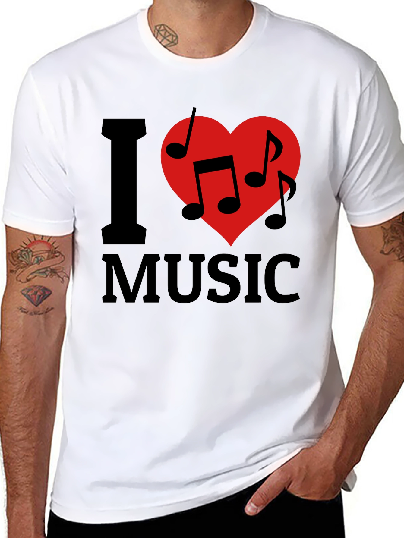 I Heart Music Graphic Tee - Black Cotton T-Shirt