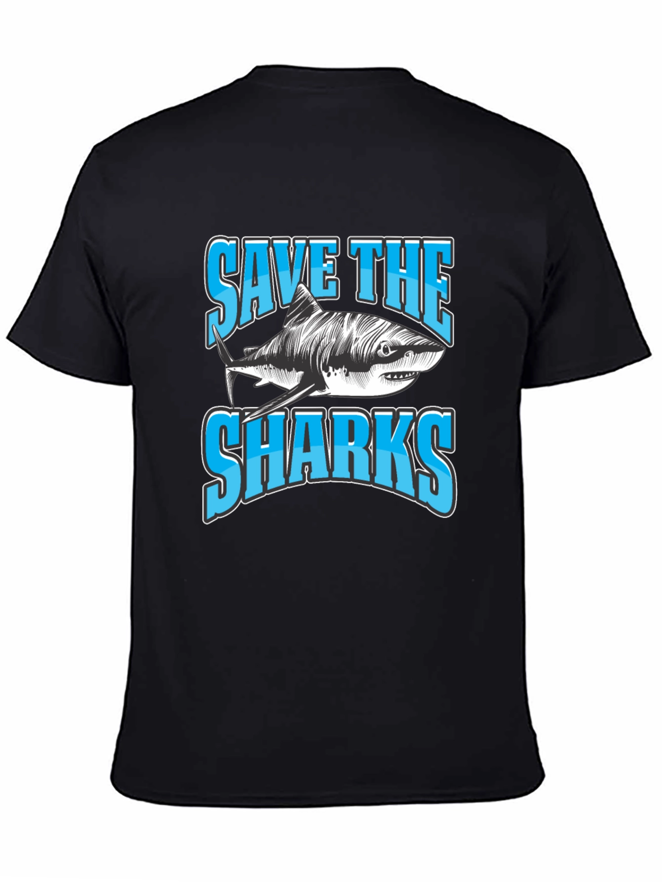 Save The Sharks Graphic Tee - Black Crew Neck