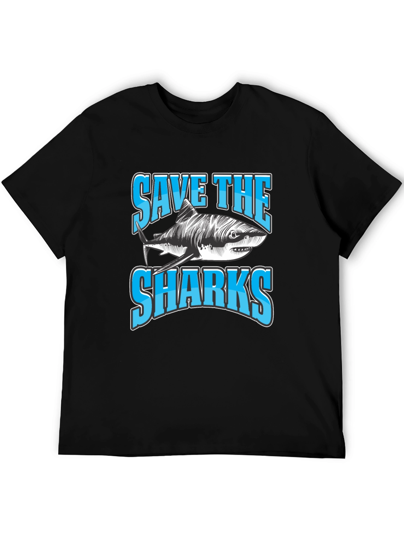 Save The Sharks Graphic Tee - Black Crew Neck