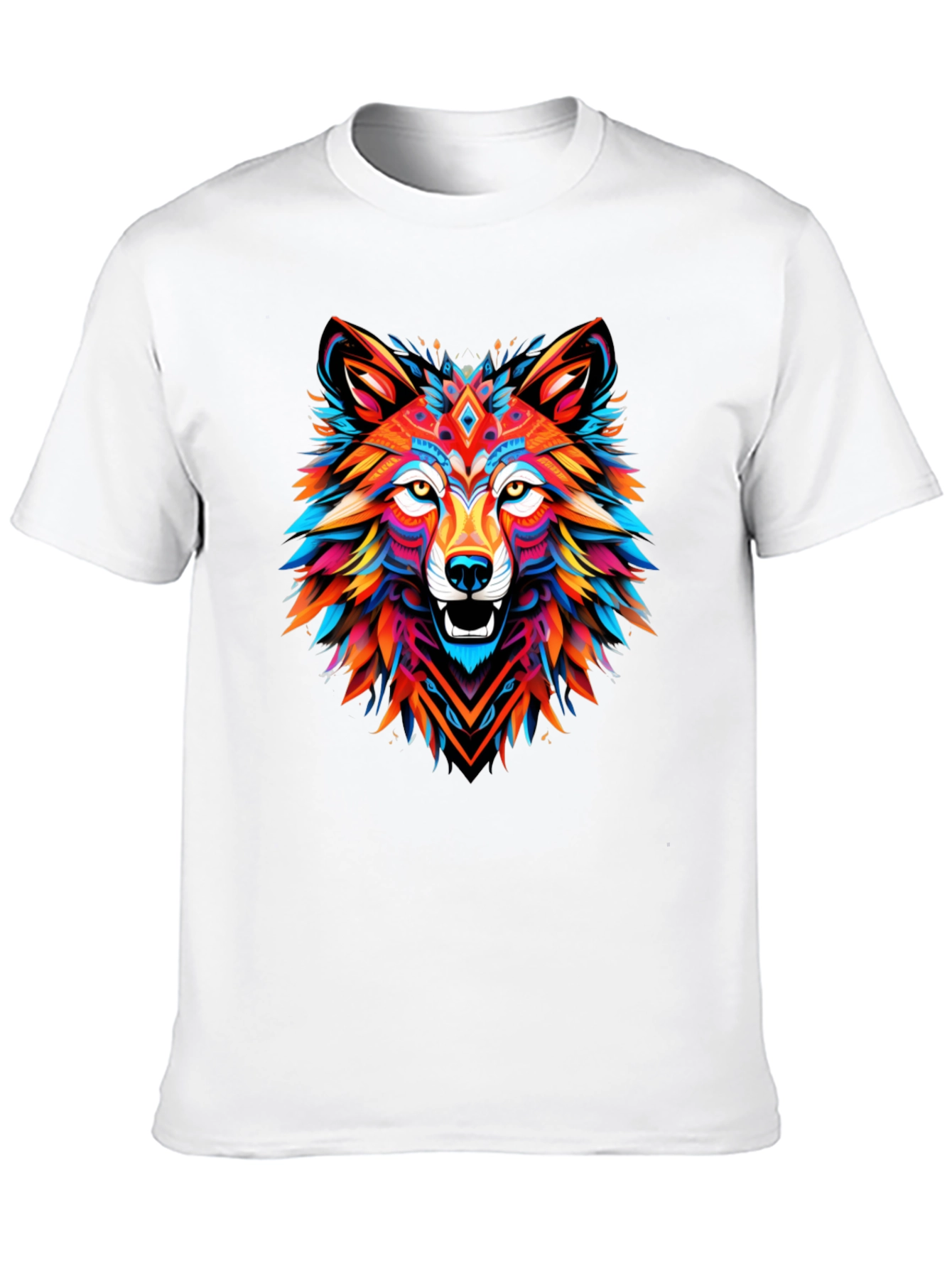 Vibrant Wolf Graphic Tee - Mens Black T-Shirt