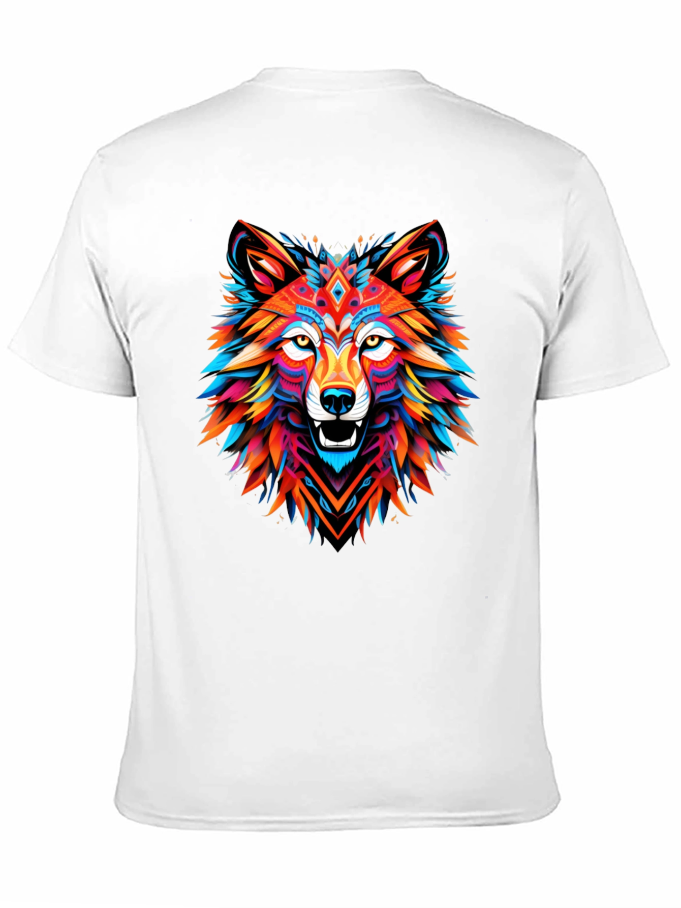 Vibrant Wolf Graphic Tee - Mens Black T-Shirt