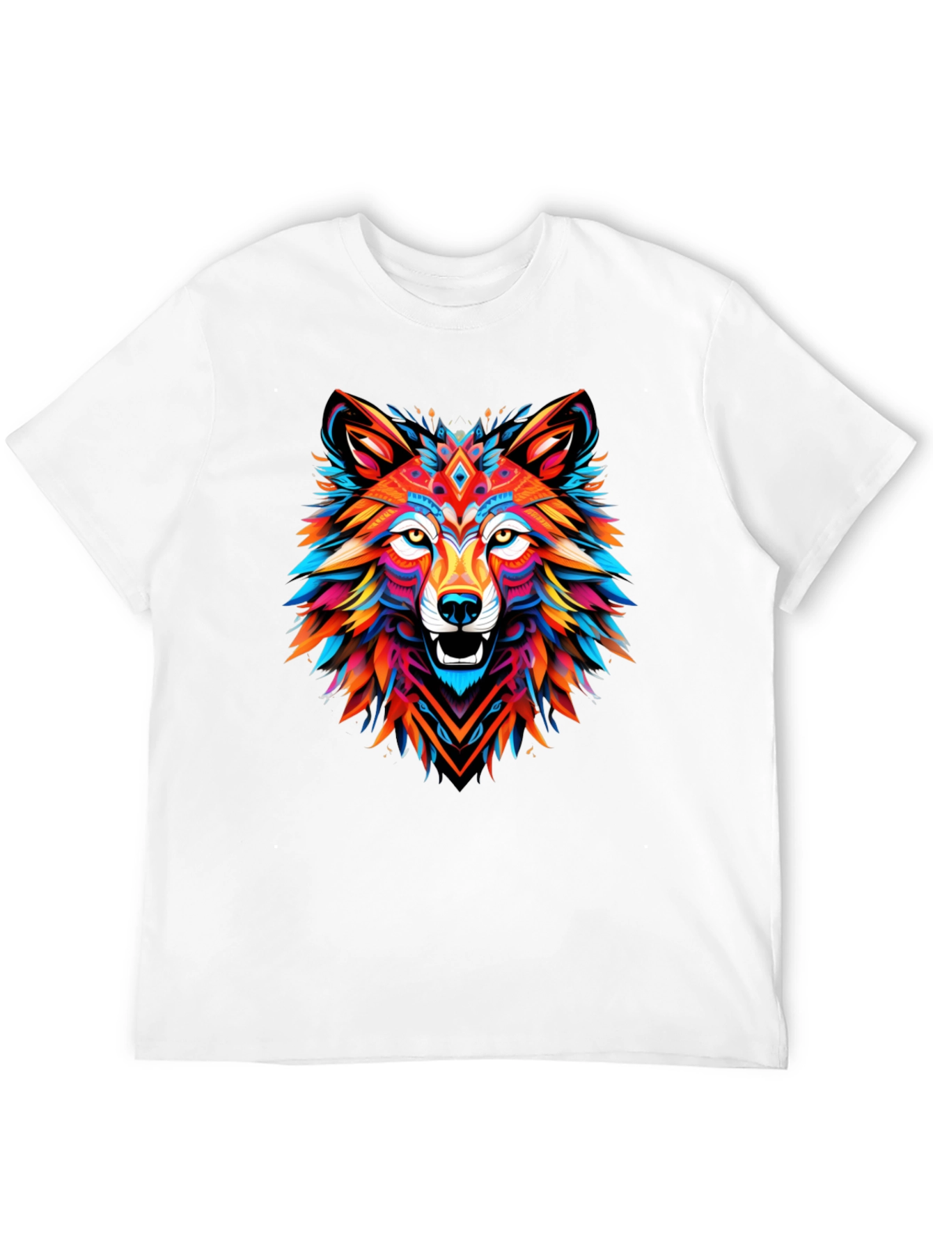 Vibrant Wolf Graphic Tee - Mens Black T-Shirt