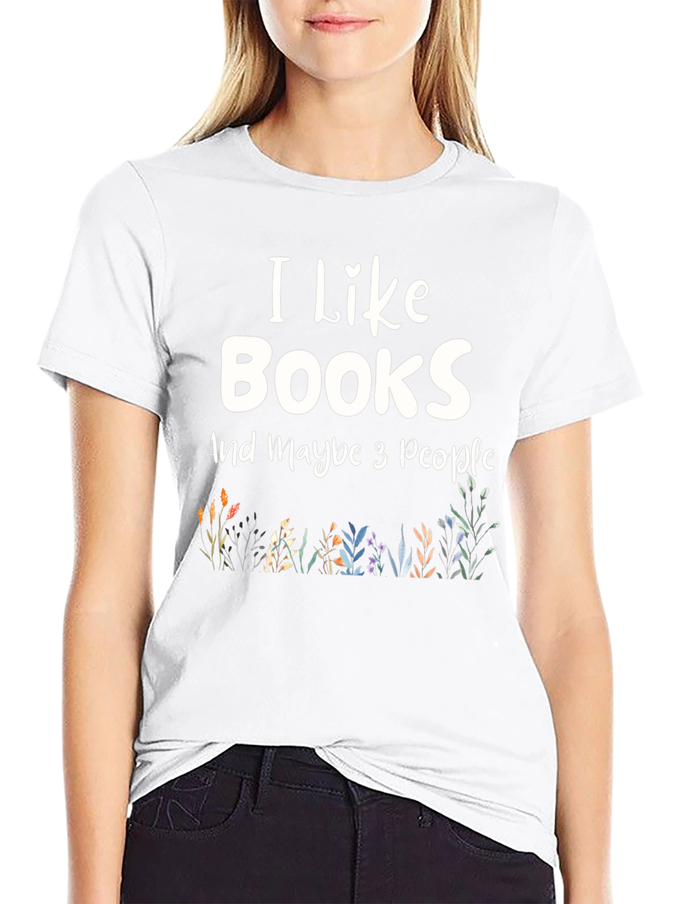I Like Books and Maybe 3 People Black T-Shirt