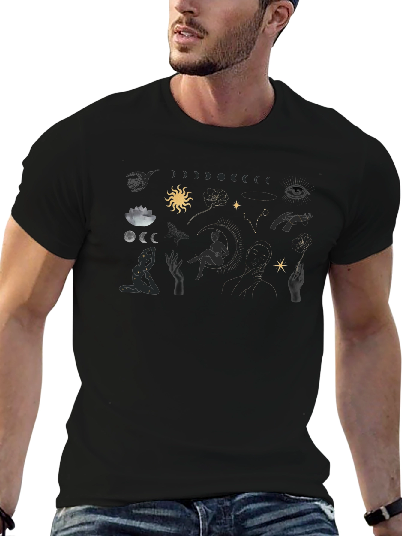 Celestial Graphic Tee - Stylish Unisex Cotton Blend