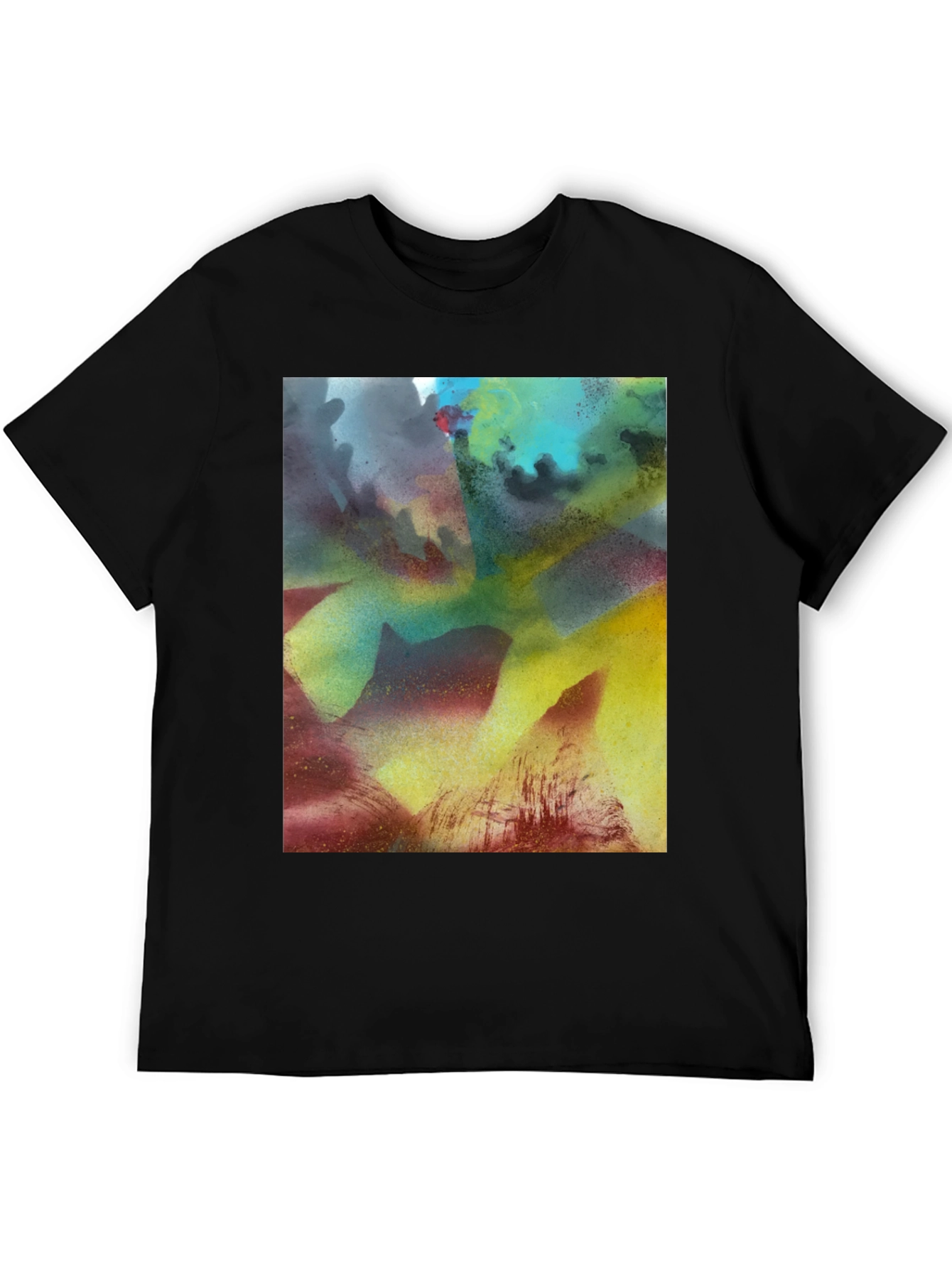 Abstract Art Print Black Crew Neck Tee