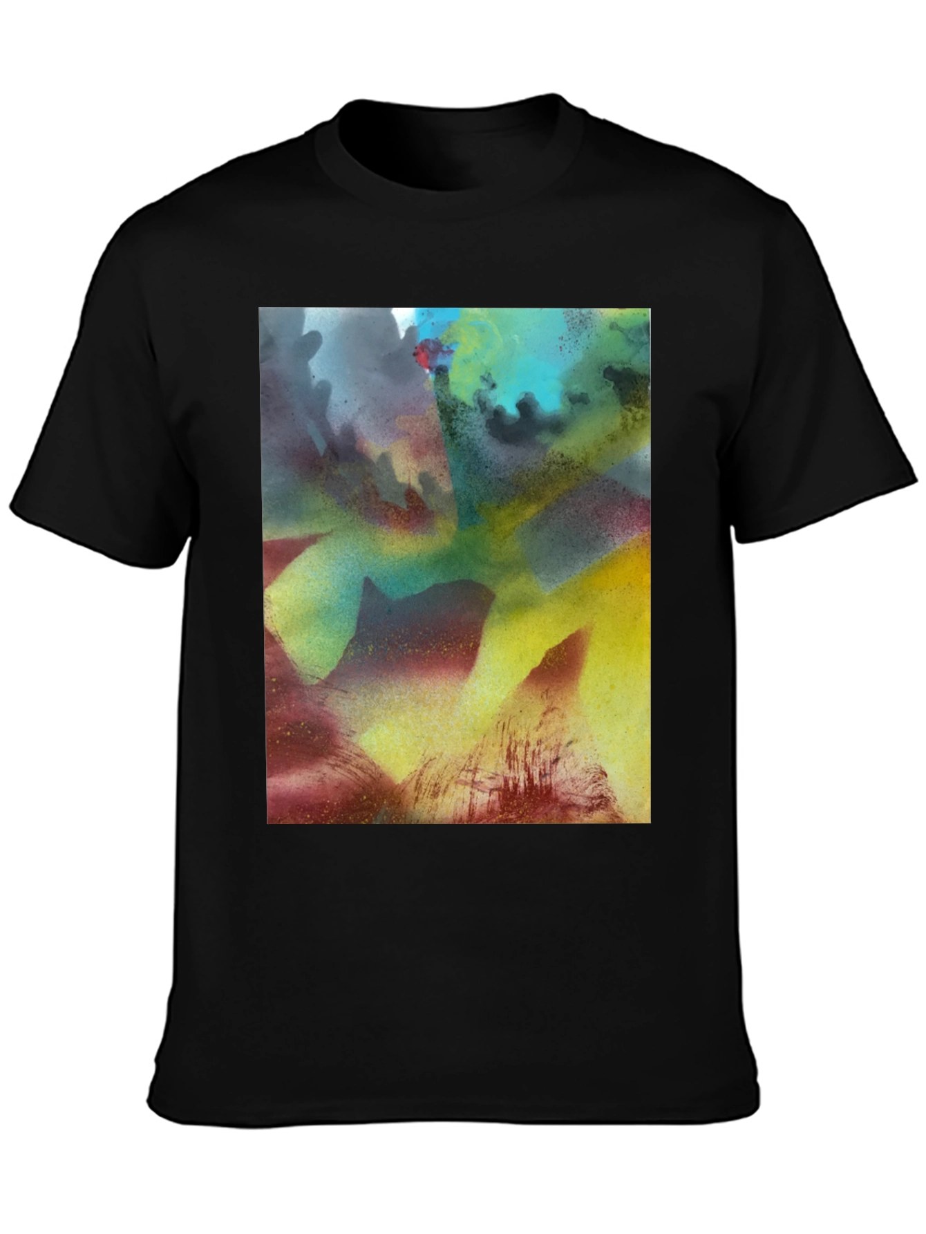 Abstract Art Print Black Crew Neck Tee