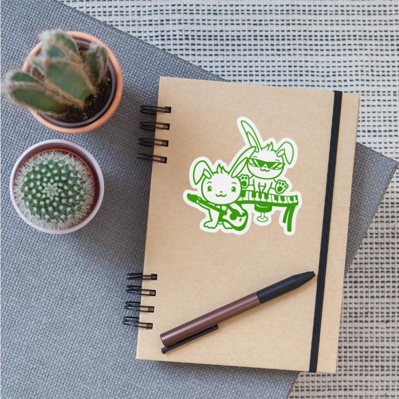 2 Bunny Rabbit Band Cute Two Friends Playing Music