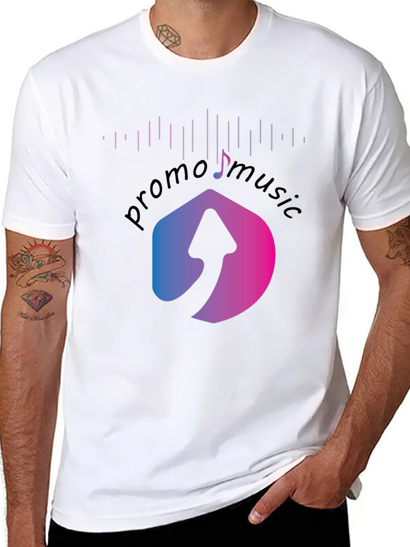 Promo Music Black T-Shirt with Arrow Logo