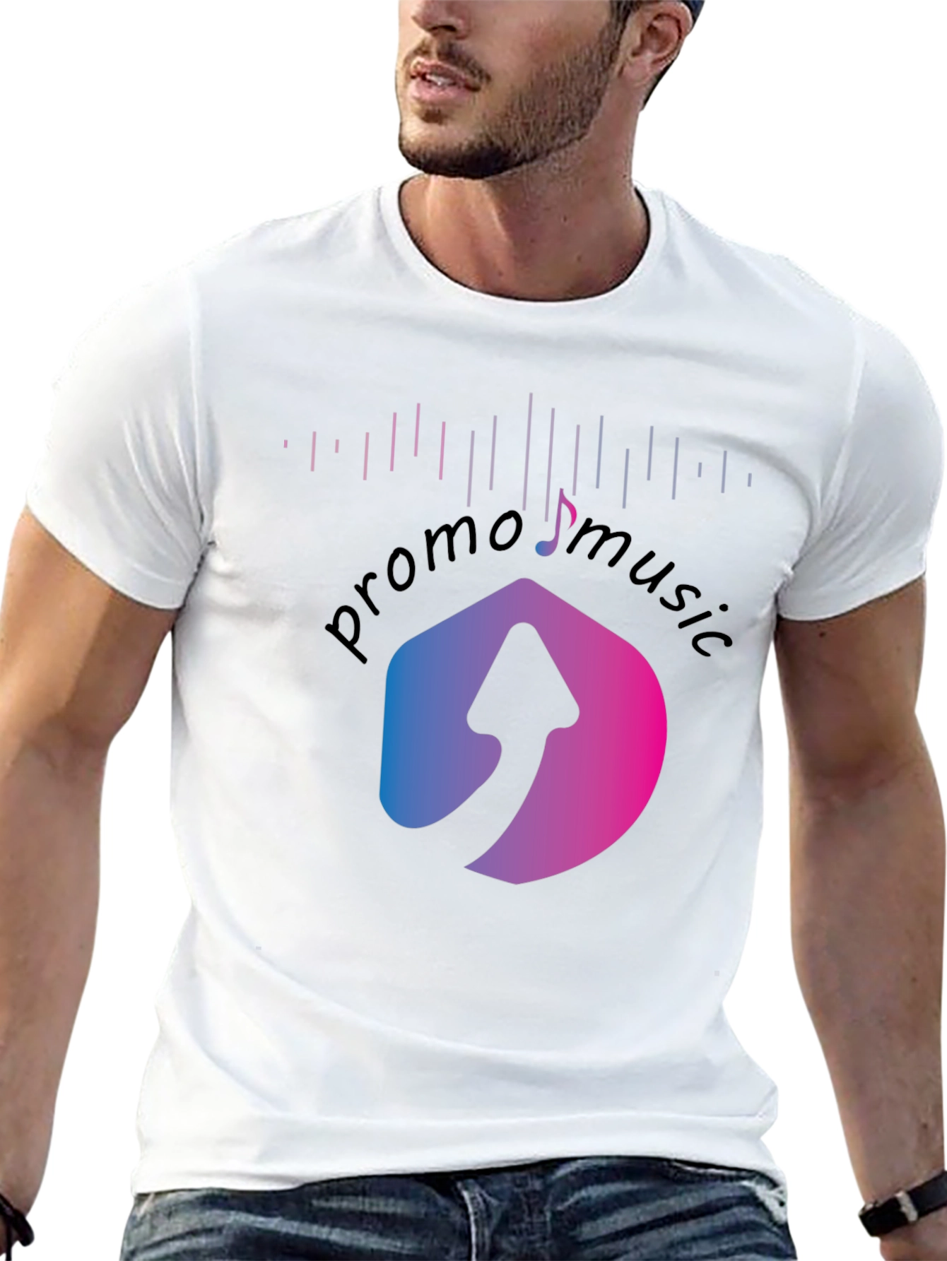Promo Music Black T-Shirt with Arrow Logo