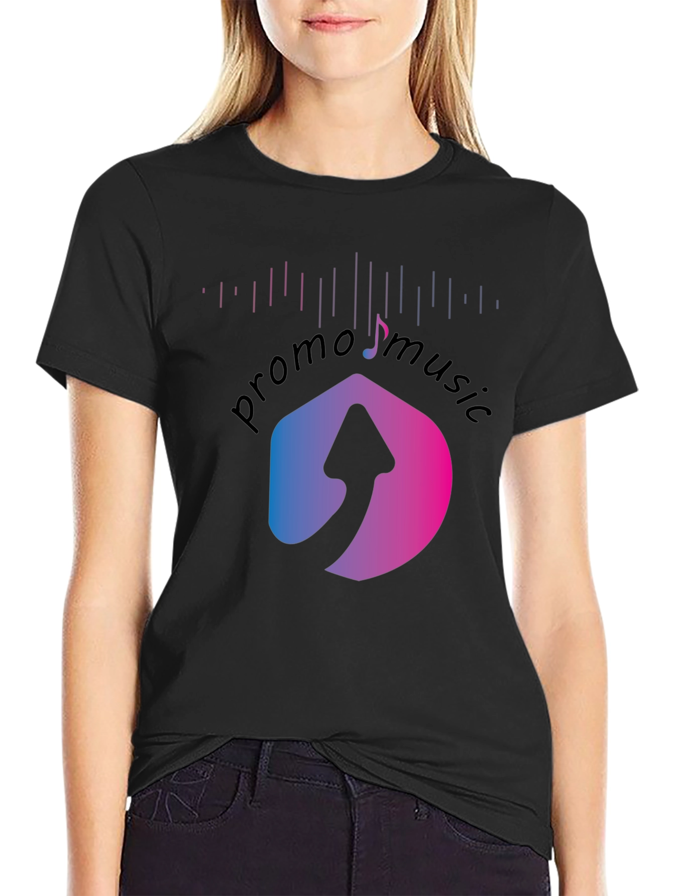 Promo Music Black T-Shirt with Arrow Logo