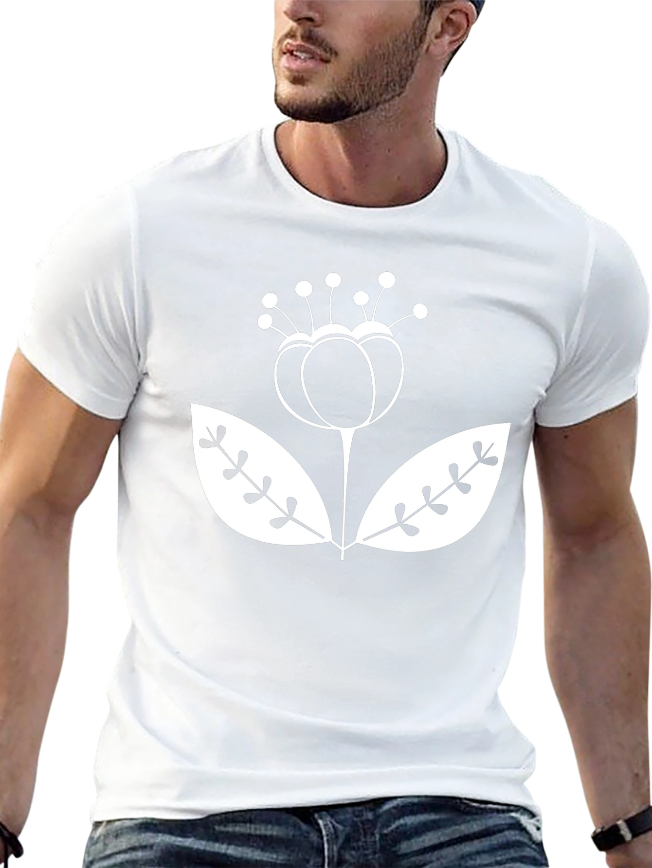 Stylish Floral Graphic Tee - Black