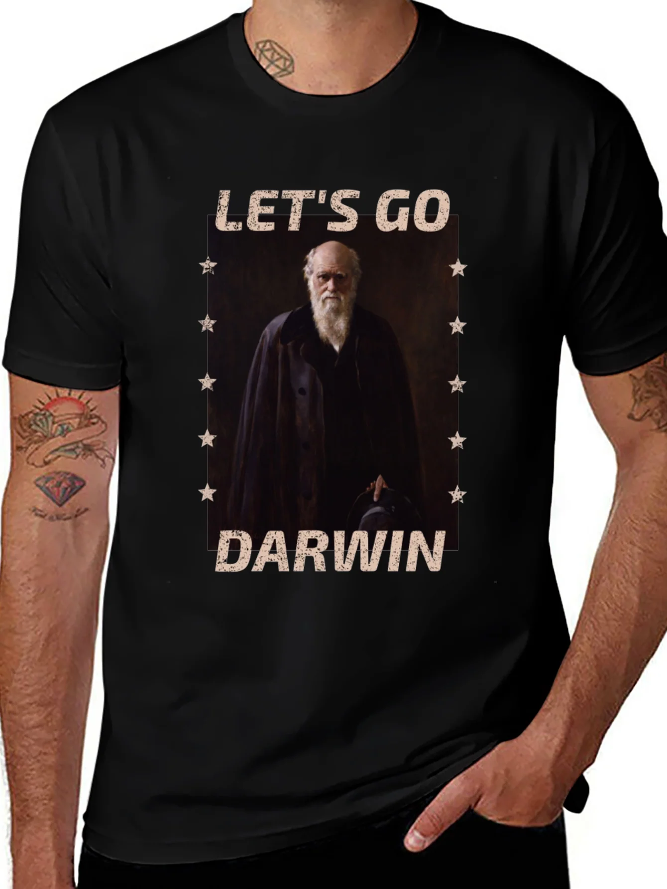 Lets Go Darwin Black Graphic T-Shirt