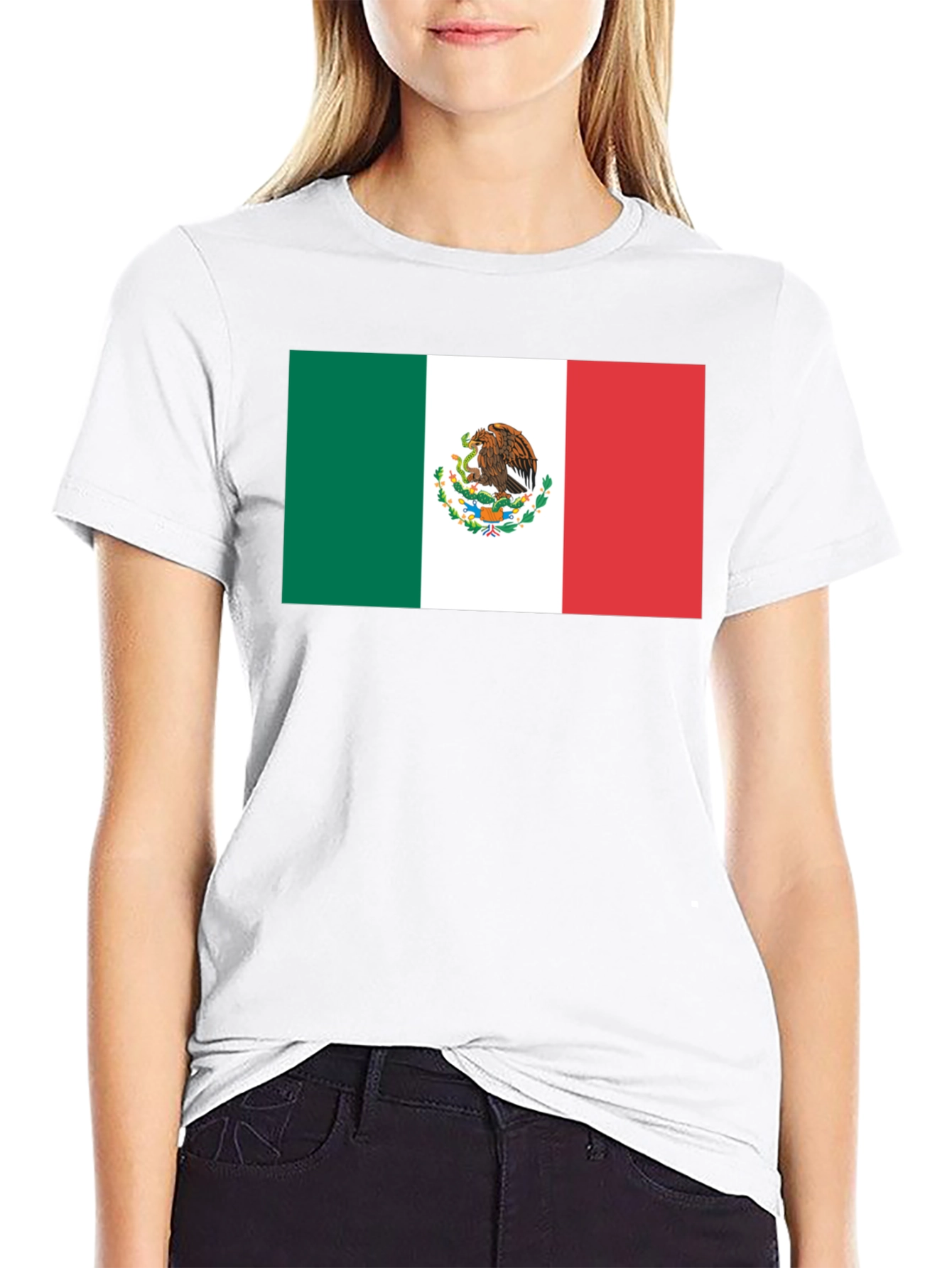Mexico Flag Graphic Tee - Black Cotton T-Shirt