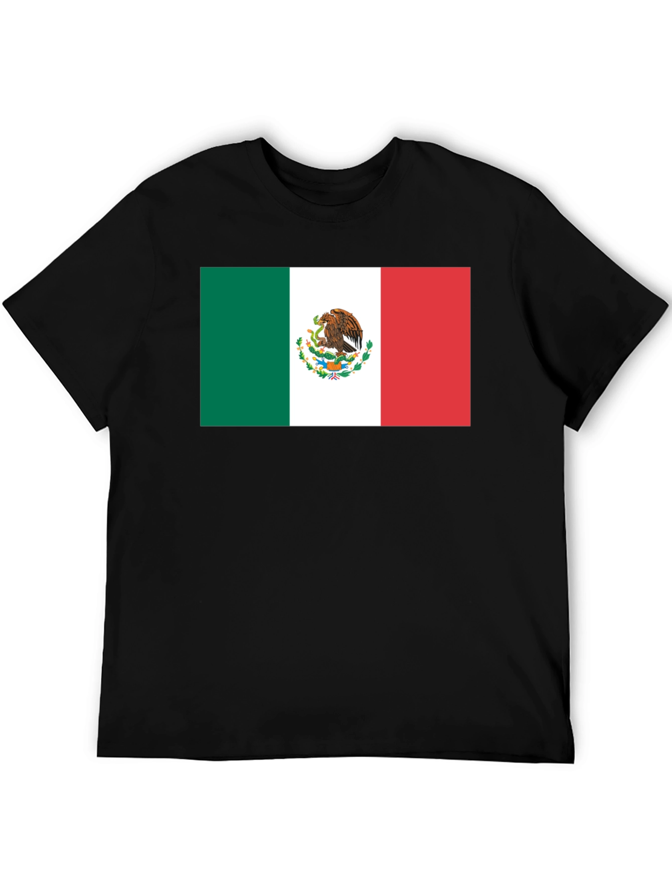 Mexico Flag Graphic Tee - Black Cotton T-Shirt