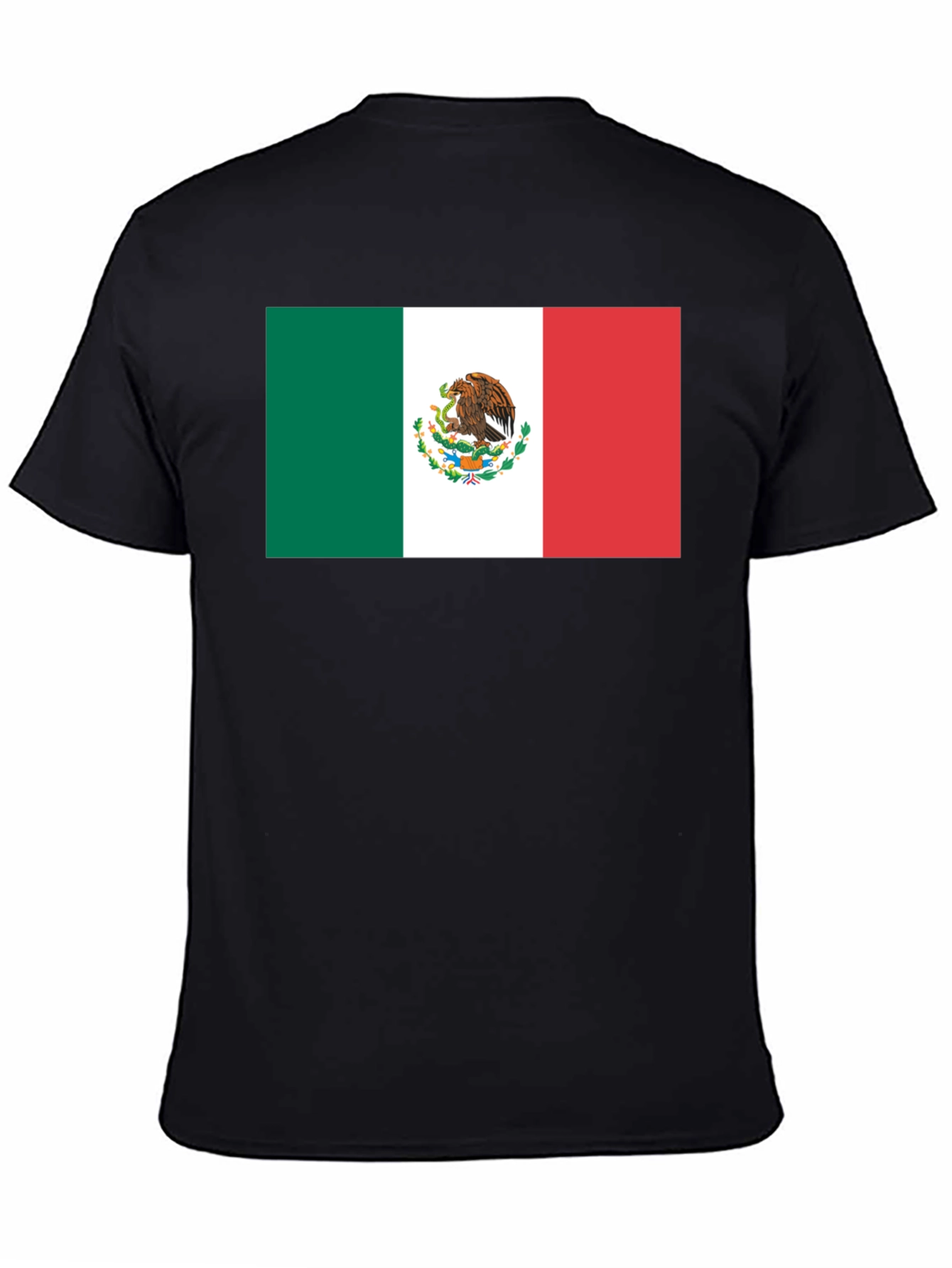 Mexico Flag Graphic Tee - Black Cotton T-Shirt
