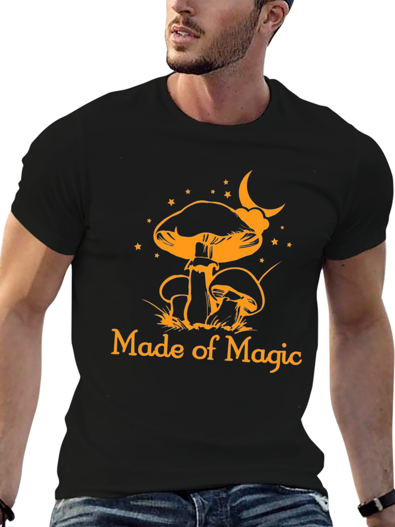 Magic Mushroom Graphic Tee - Black Cotton T-Shirt