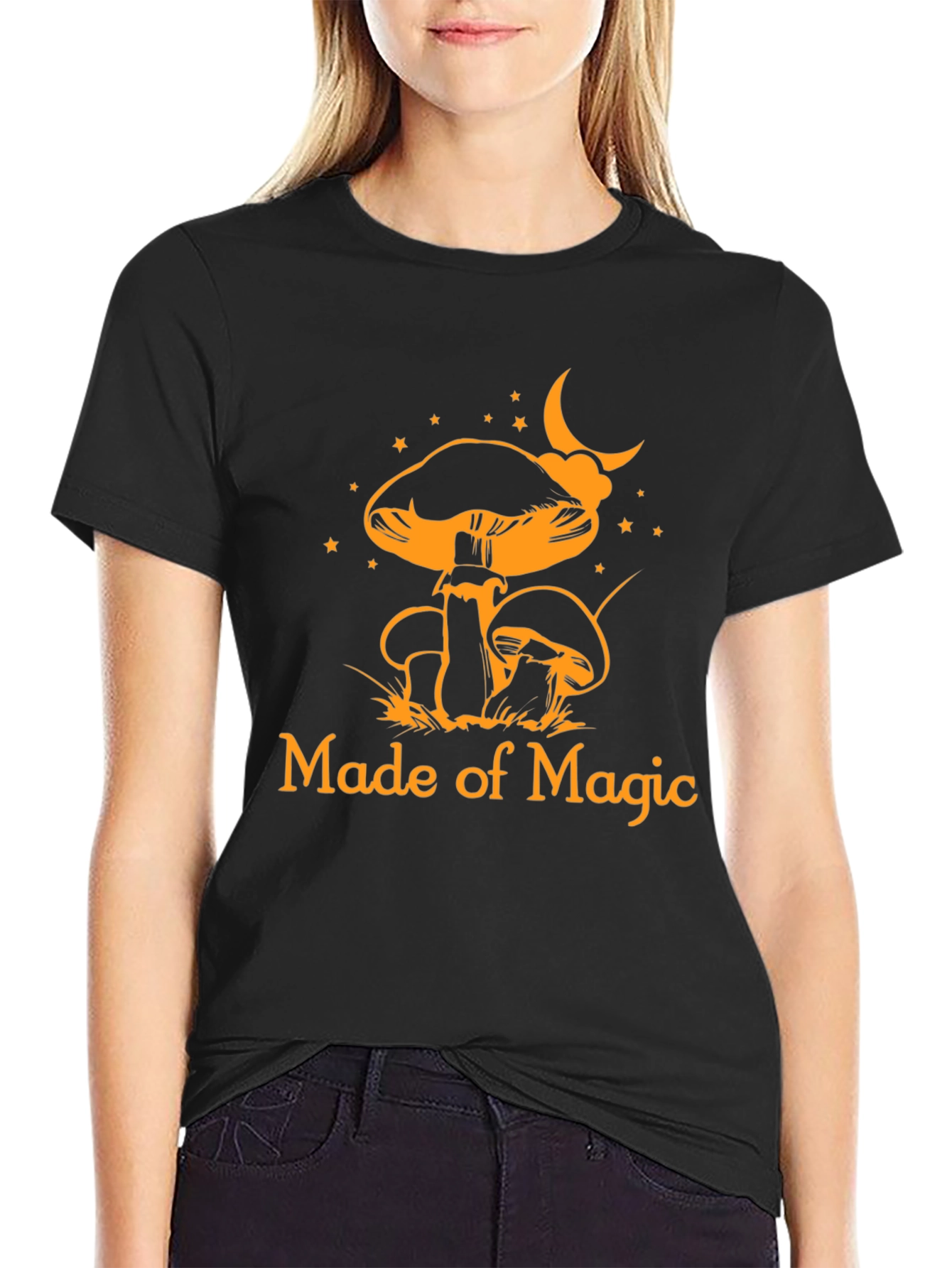 Magic Mushroom Graphic Tee - Black Cotton T-Shirt