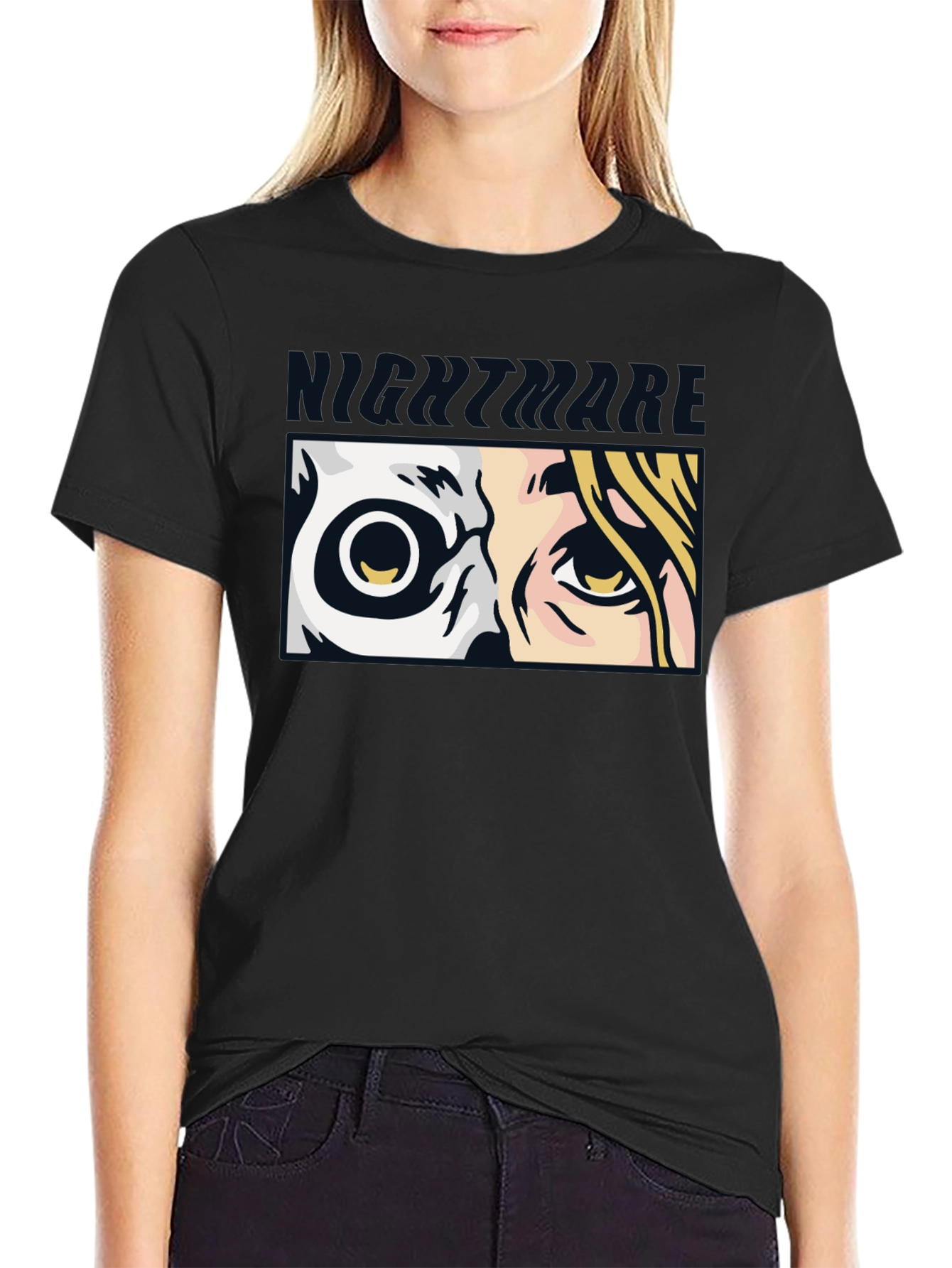 Nightmare Eyes Graphic Tee - Black Cotton