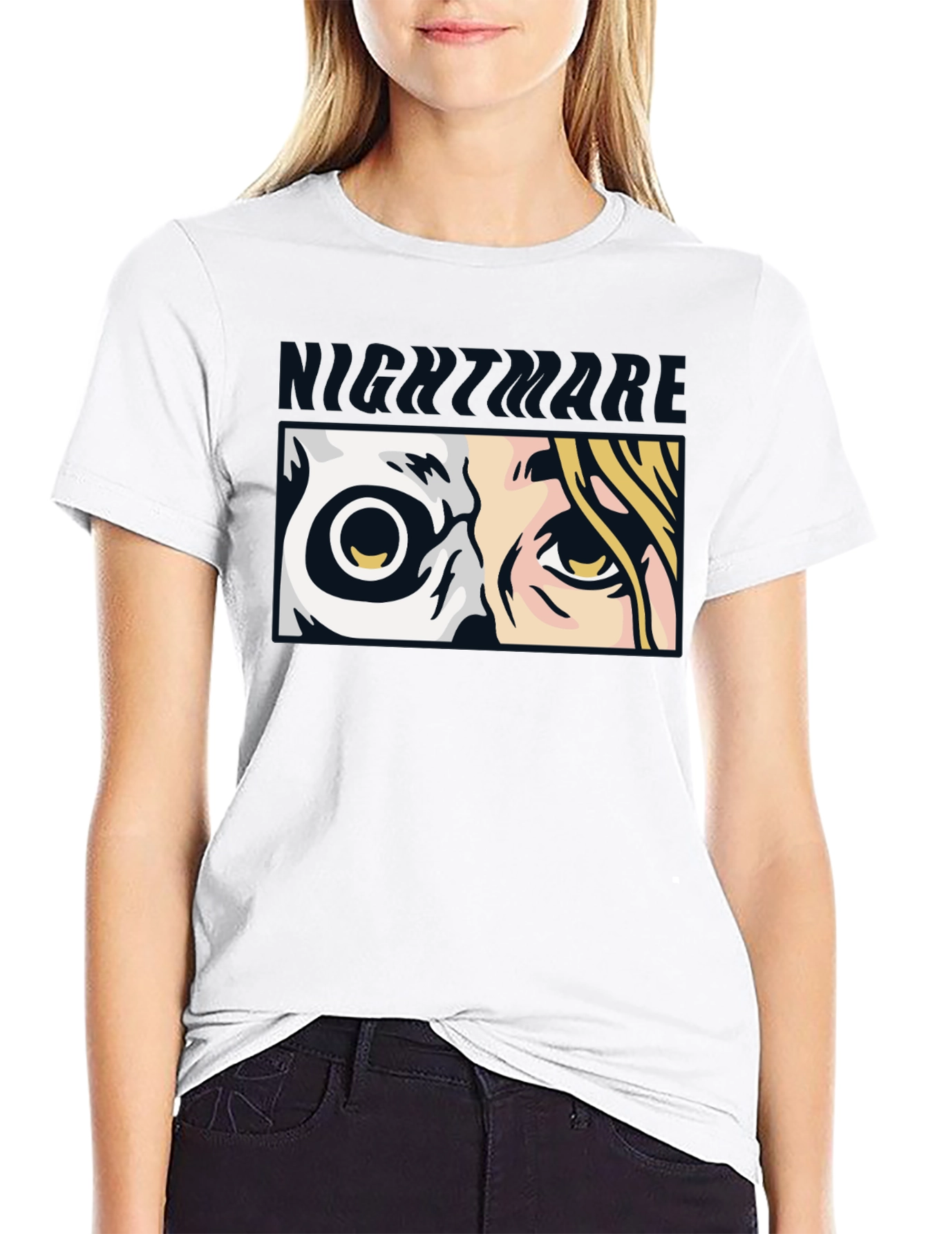 Nightmare Eyes Graphic Tee - Black Cotton