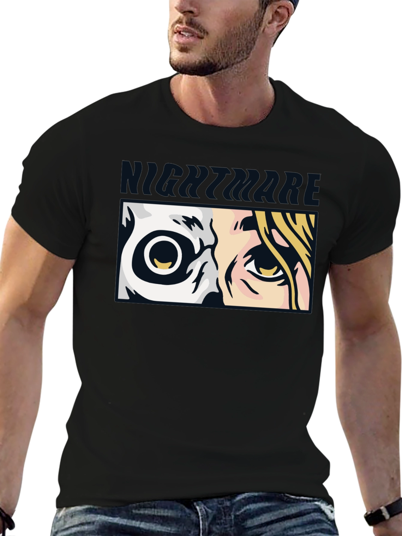 Nightmare Eyes Graphic Tee - Black Cotton