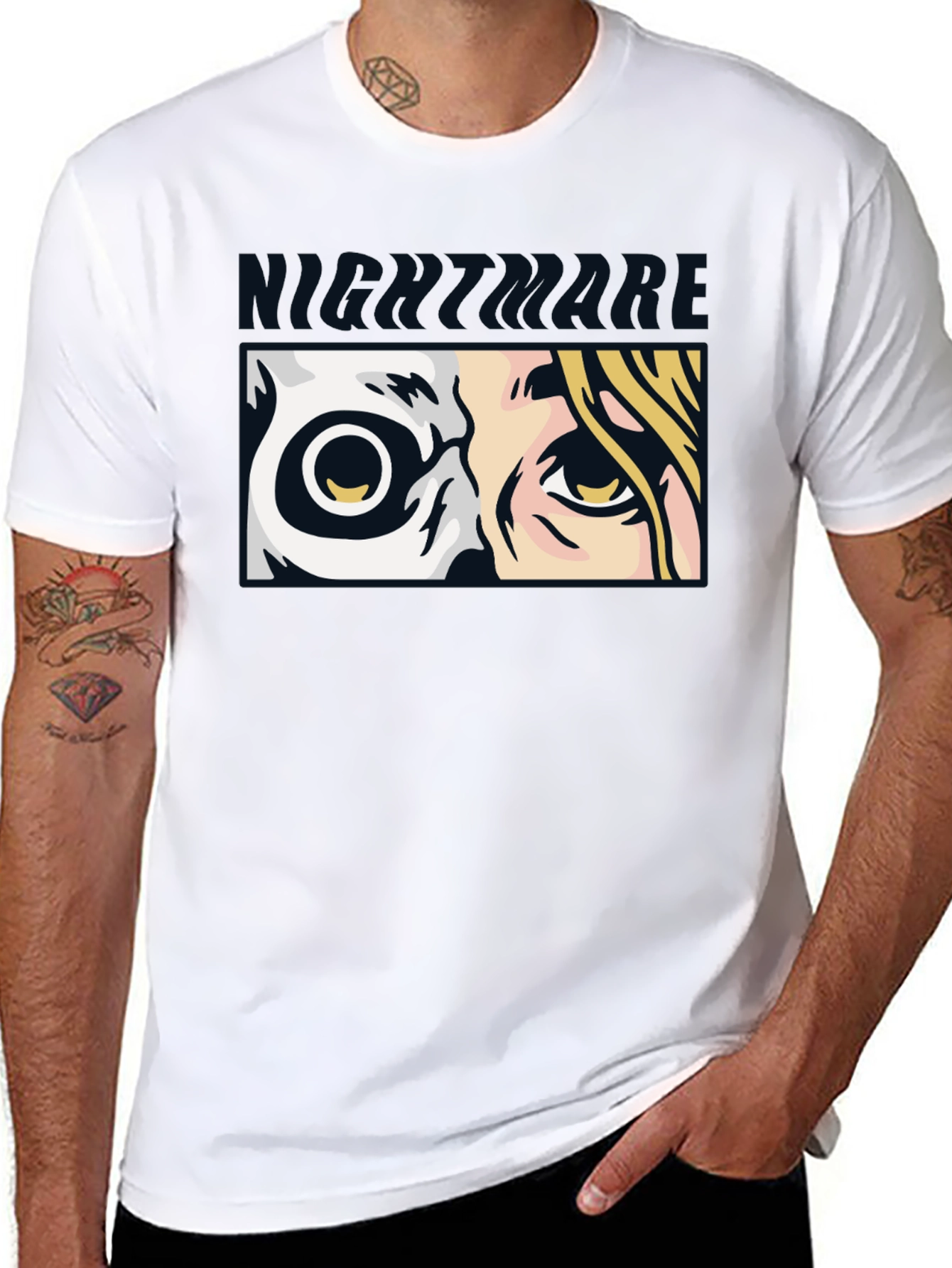 Nightmare Eyes Graphic Tee - Black Cotton