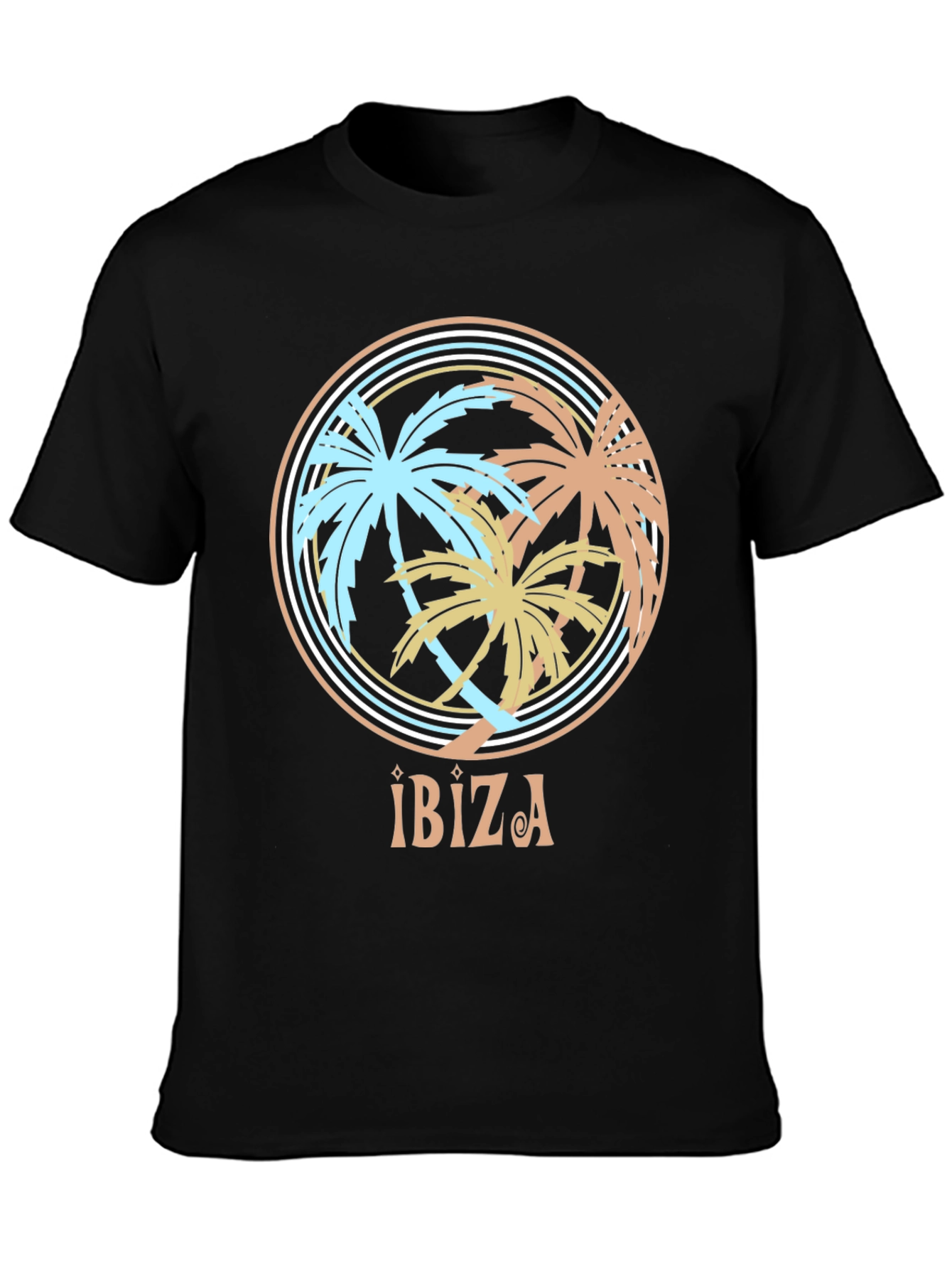 Ibiza Palm Tree Graphic Tee - Black