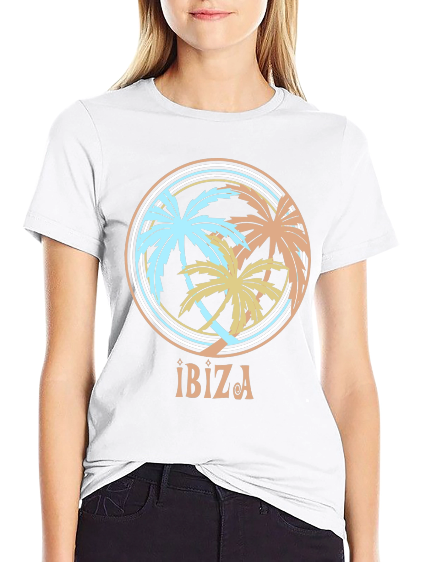 Ibiza Palm Tree Graphic Tee - Black