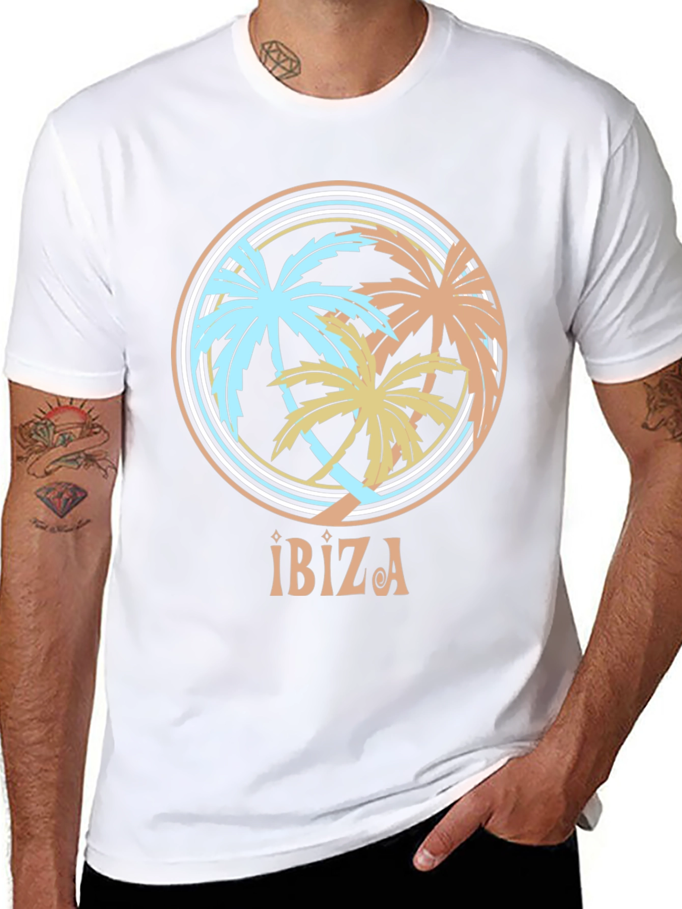Ibiza Palm Tree Graphic Tee - Black