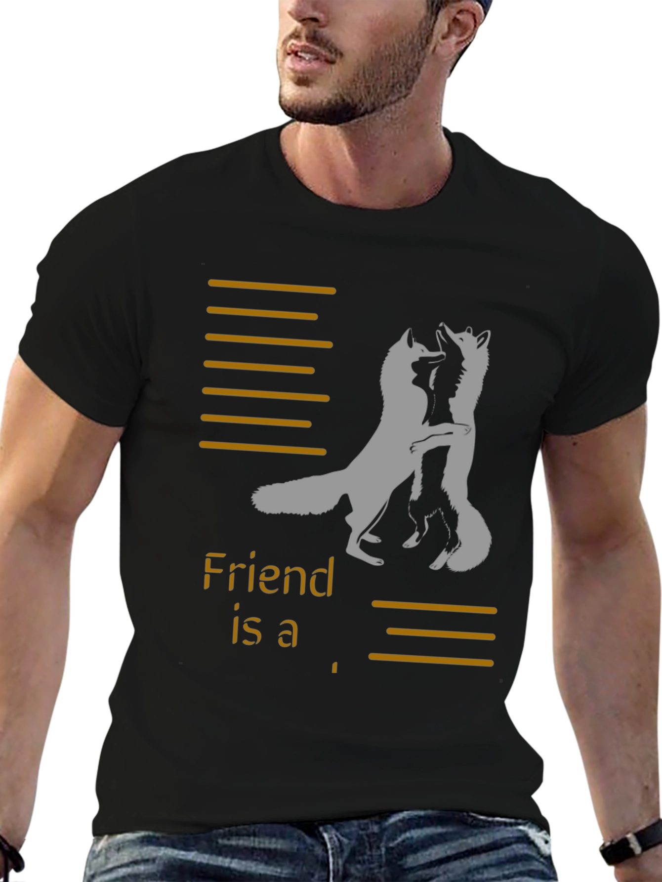 Friend Foxes Graphic Tee - Unisex Black T-Shirt