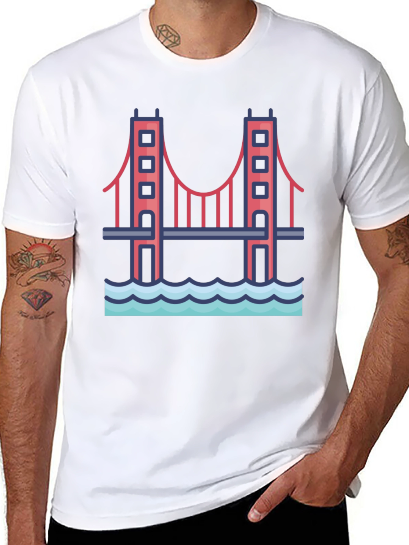 Golden Gate Bridge Graphic Tee - Black Cotton T-Shirt