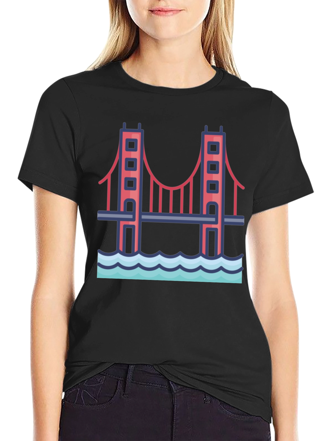 Golden Gate Bridge Graphic Tee - Black Cotton T-Shirt