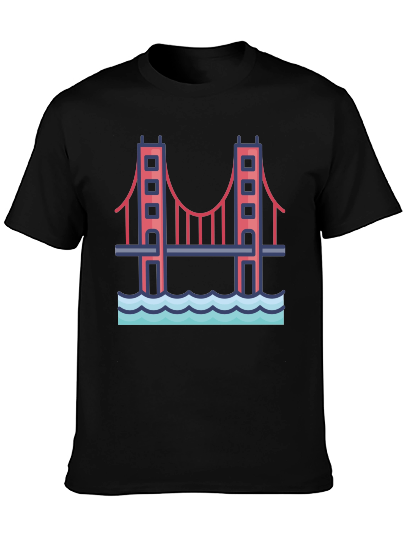 Golden Gate Bridge Graphic Tee - Black Cotton T-Shirt