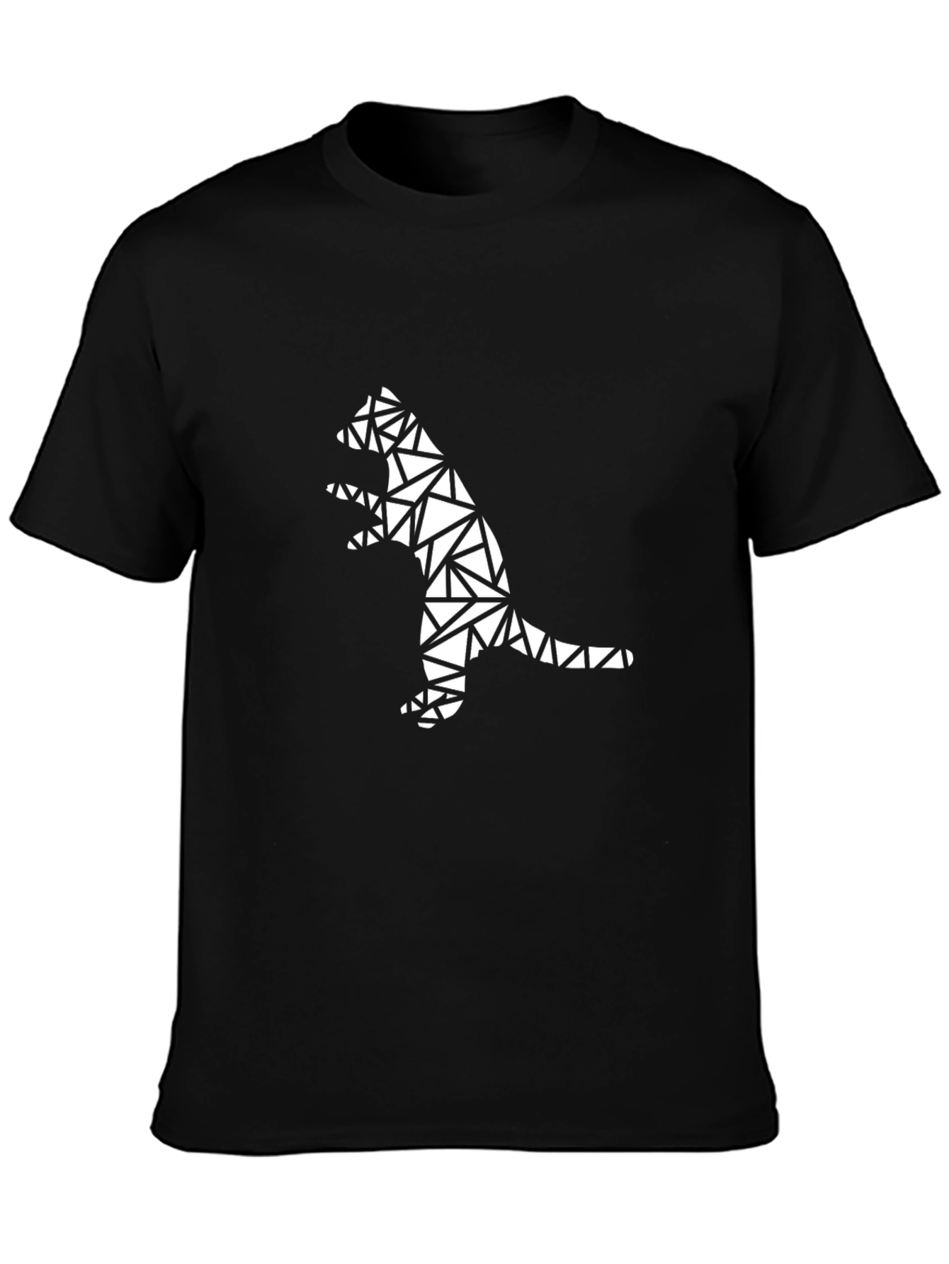 Geometric Dinosaur Black T-Shirt