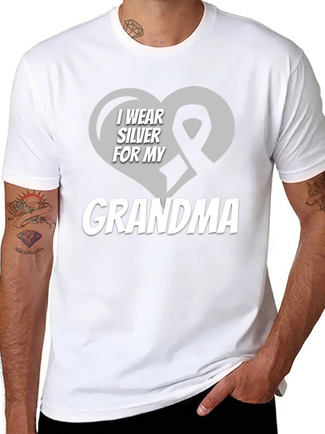 Silver Ribbon Grandma T-Shirt - Support Cancer Awareness
