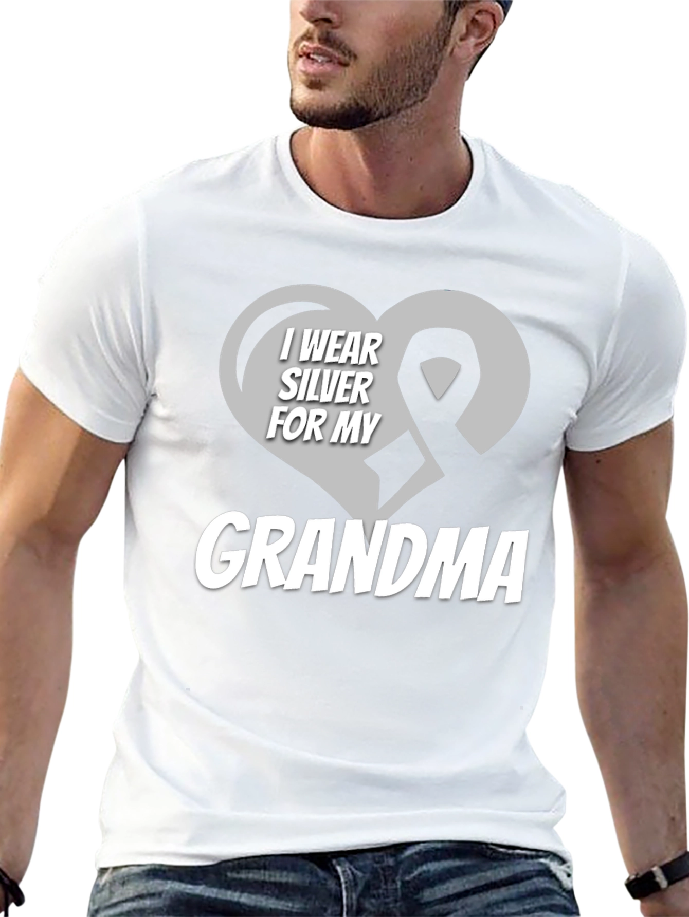 Silver Ribbon Grandma T-Shirt - Support Cancer Awareness