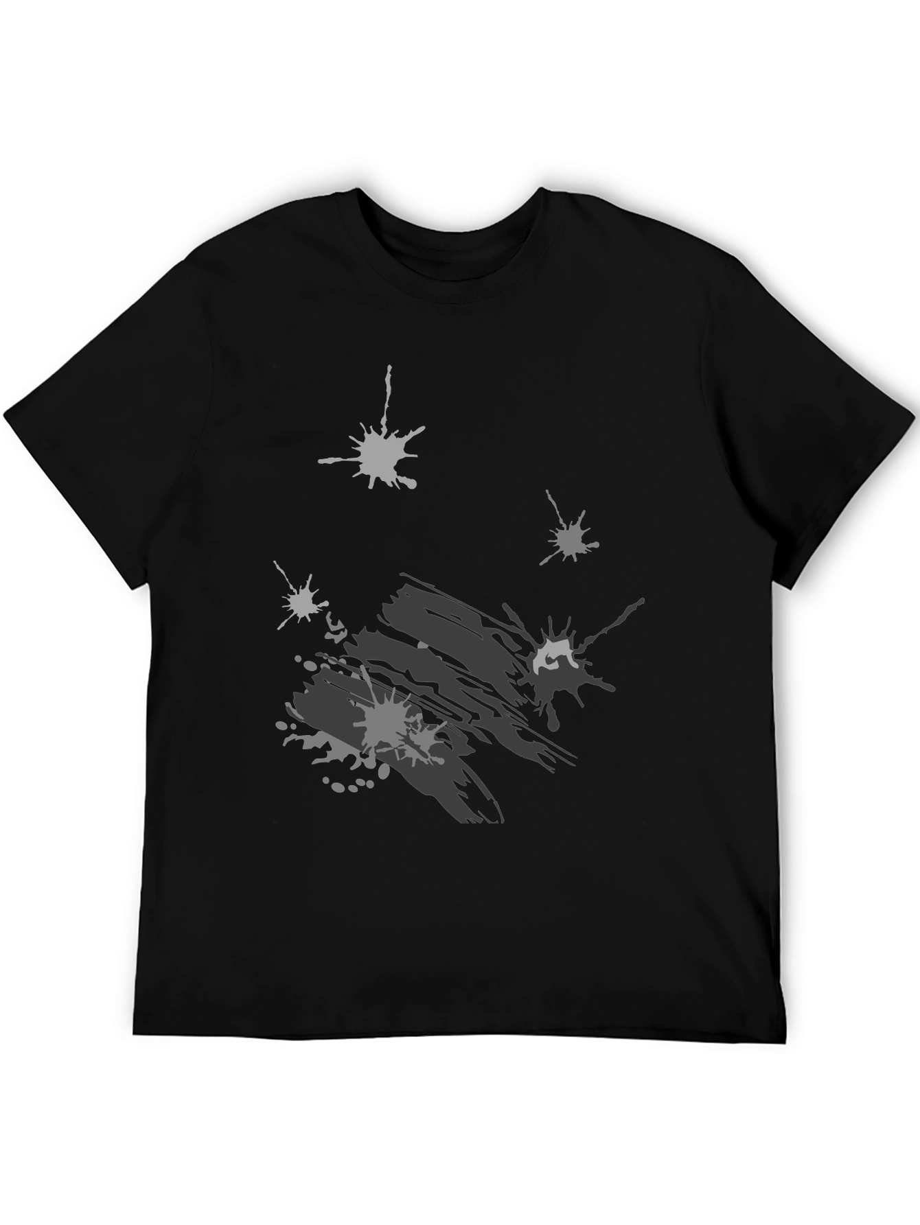 Abstract Splatter Print Black T-Shirt