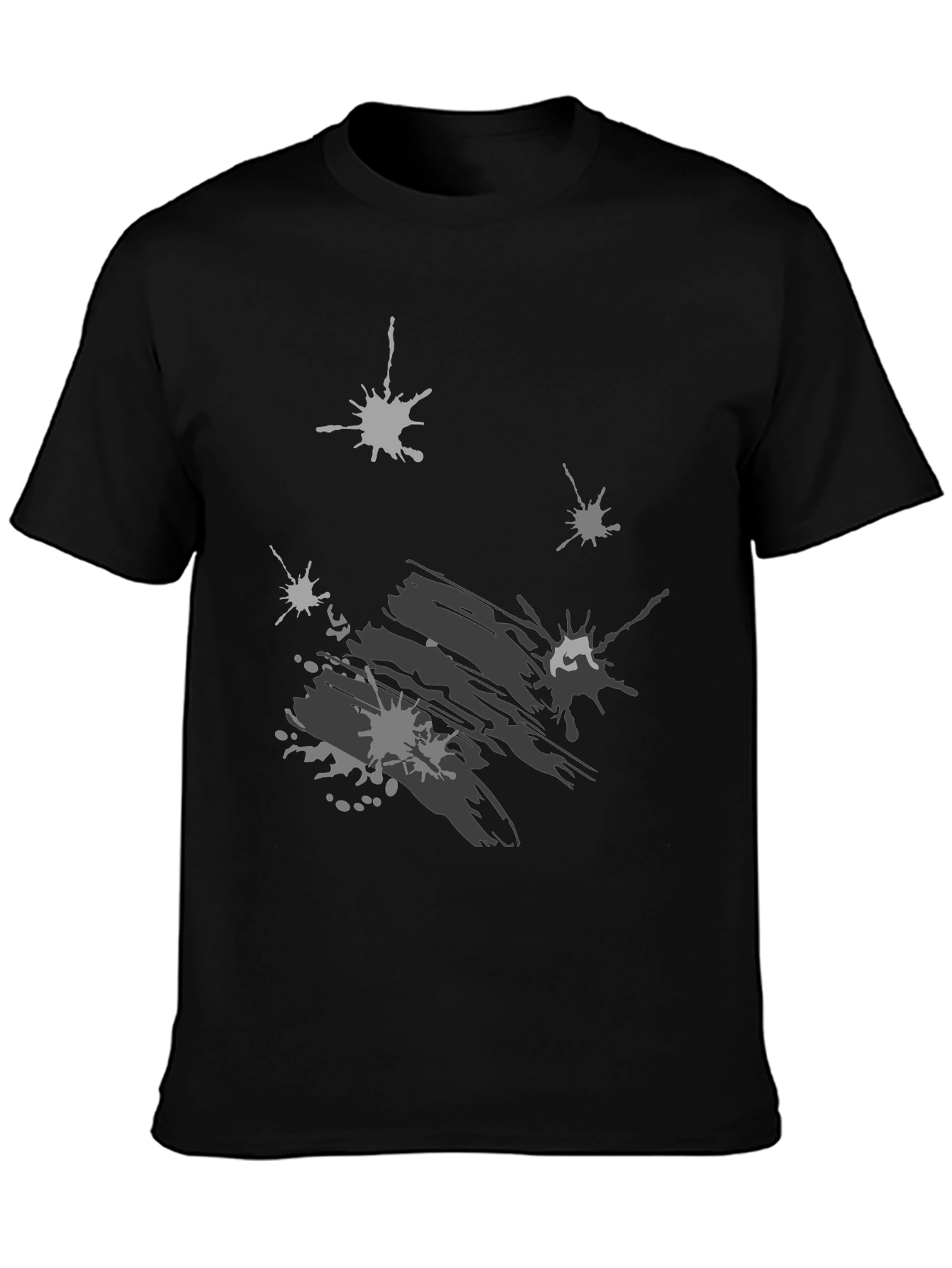 Abstract Splatter Print Black T-Shirt