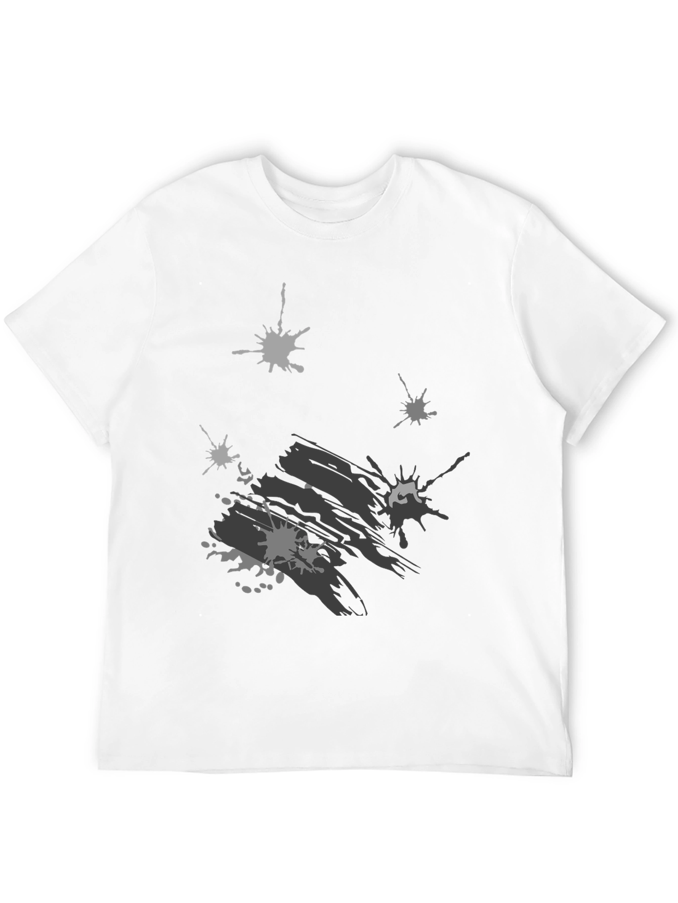 Abstract Splatter Print Black T-Shirt