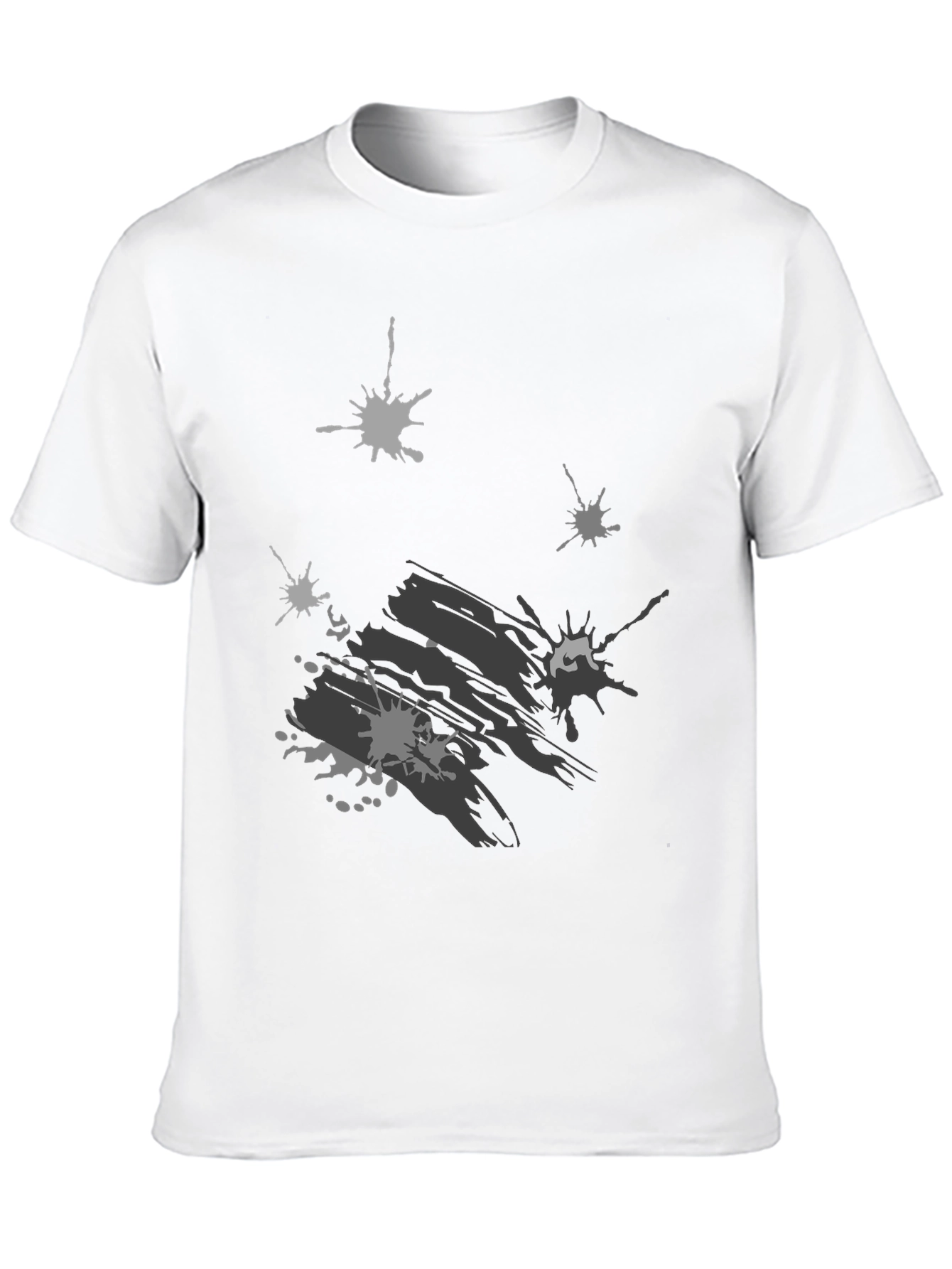 Abstract Splatter Print Black T-Shirt