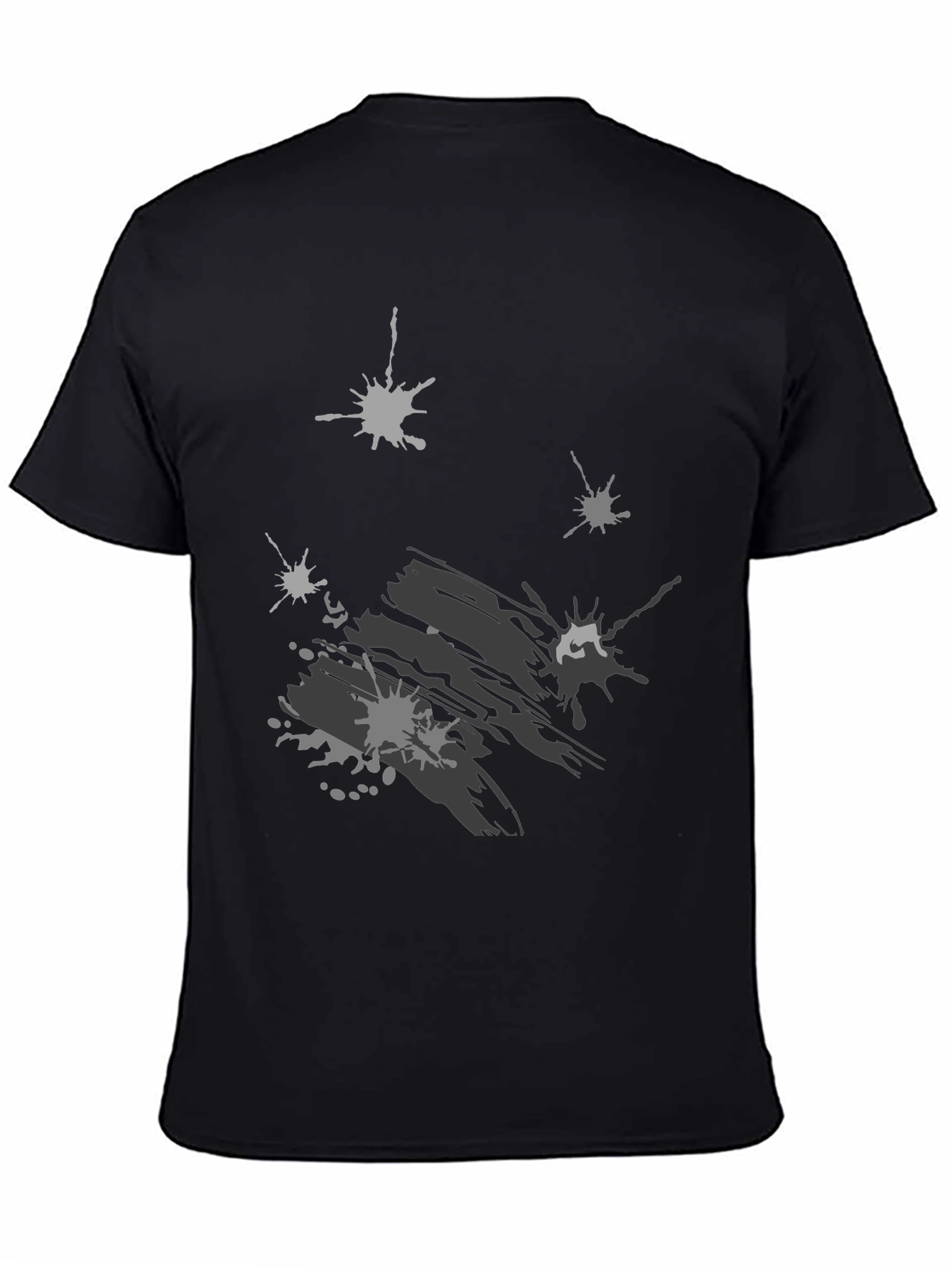 Abstract Splatter Print Black T-Shirt