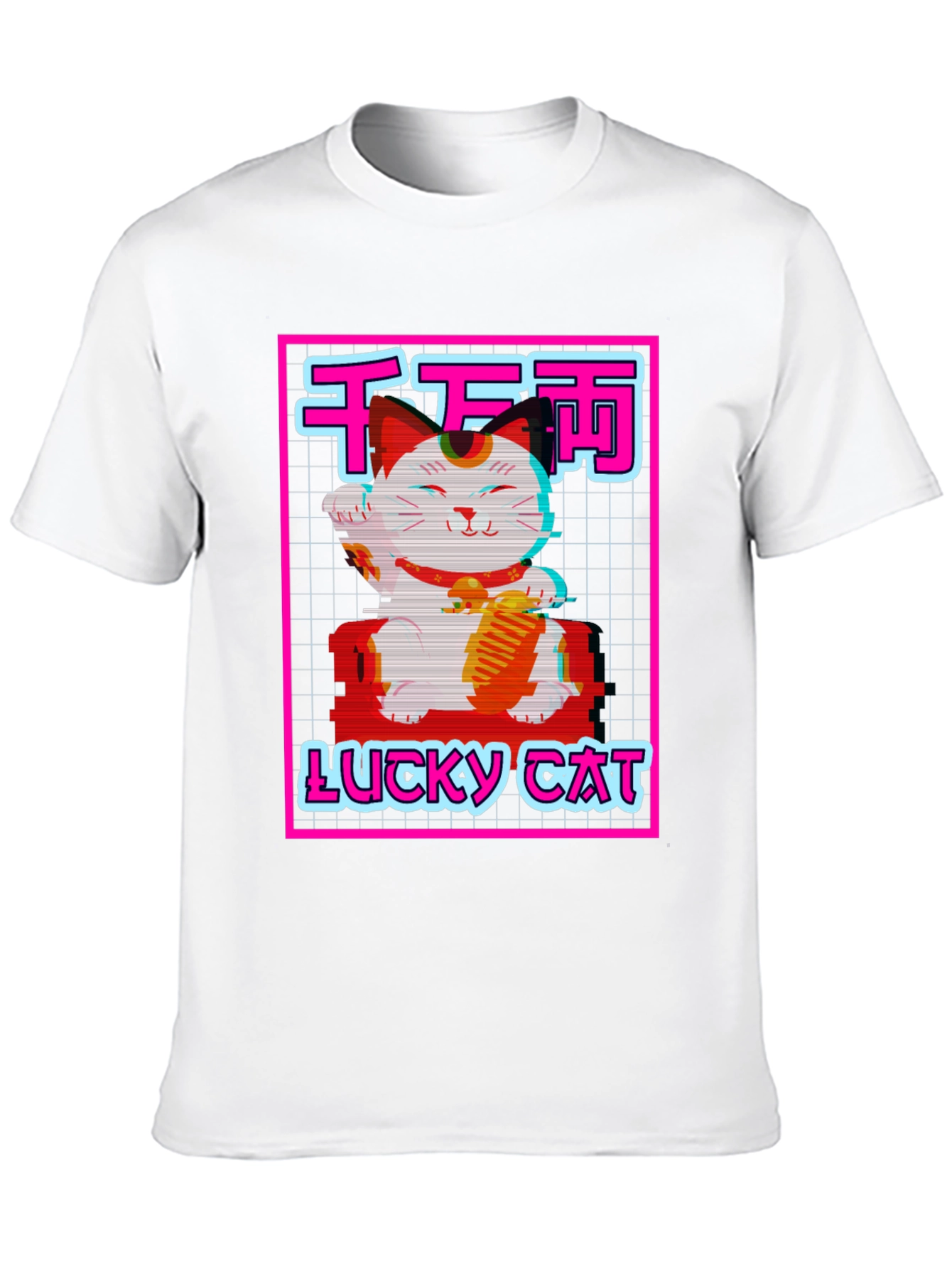 Lucky Cat Graphic Tee - Retro Style