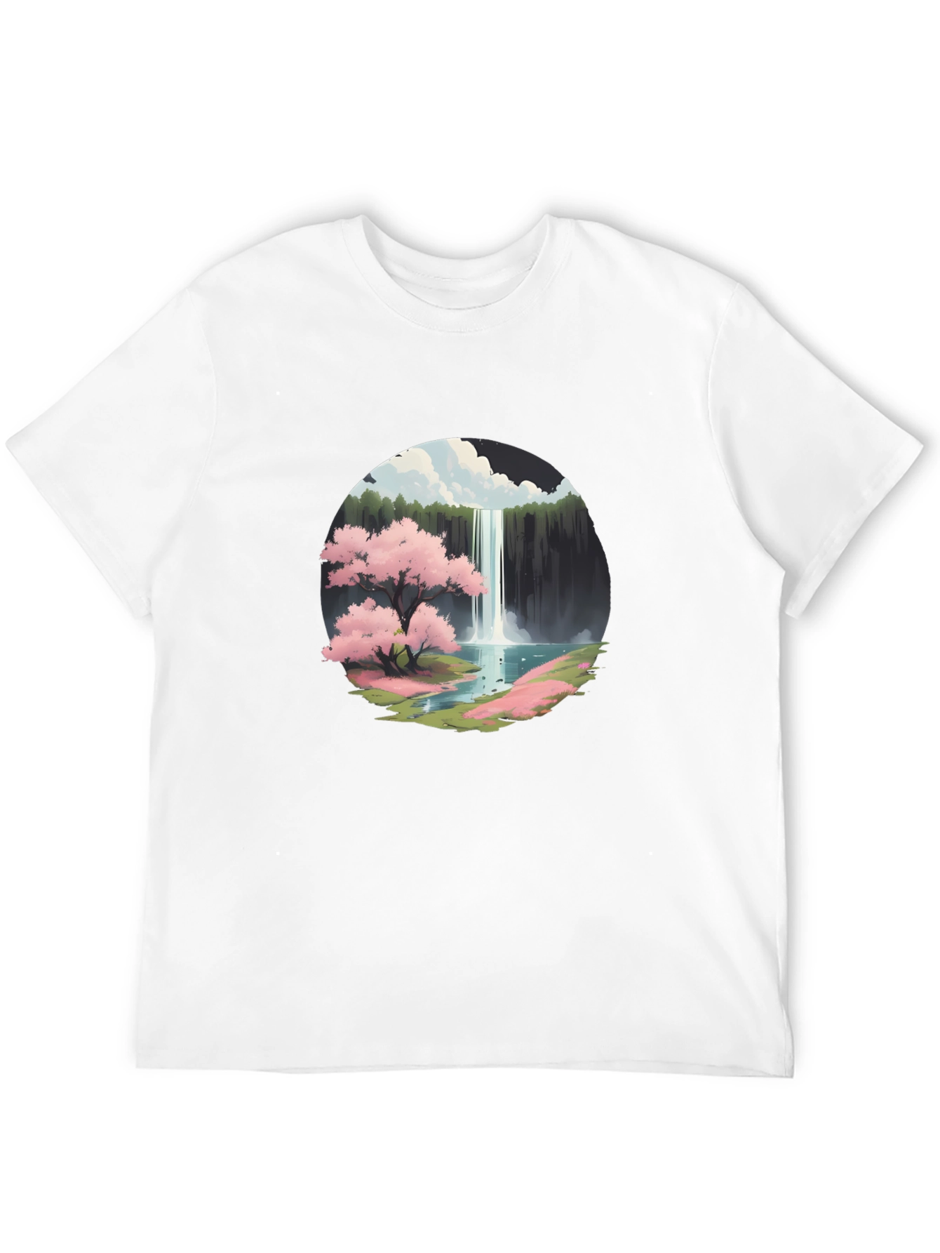 Cherry Blossom Waterfall Graphic Tee
