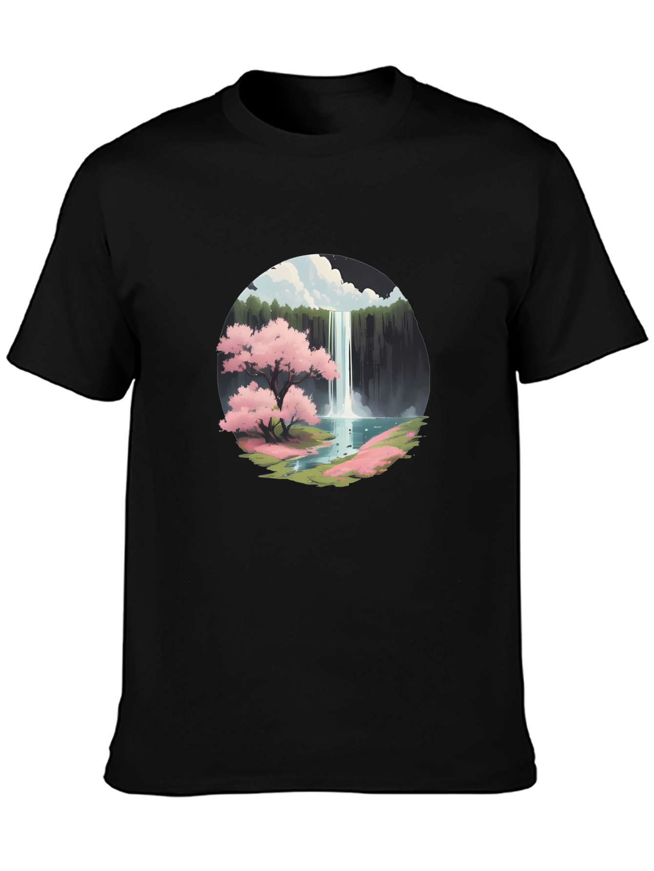 Cherry Blossom Waterfall Graphic Tee