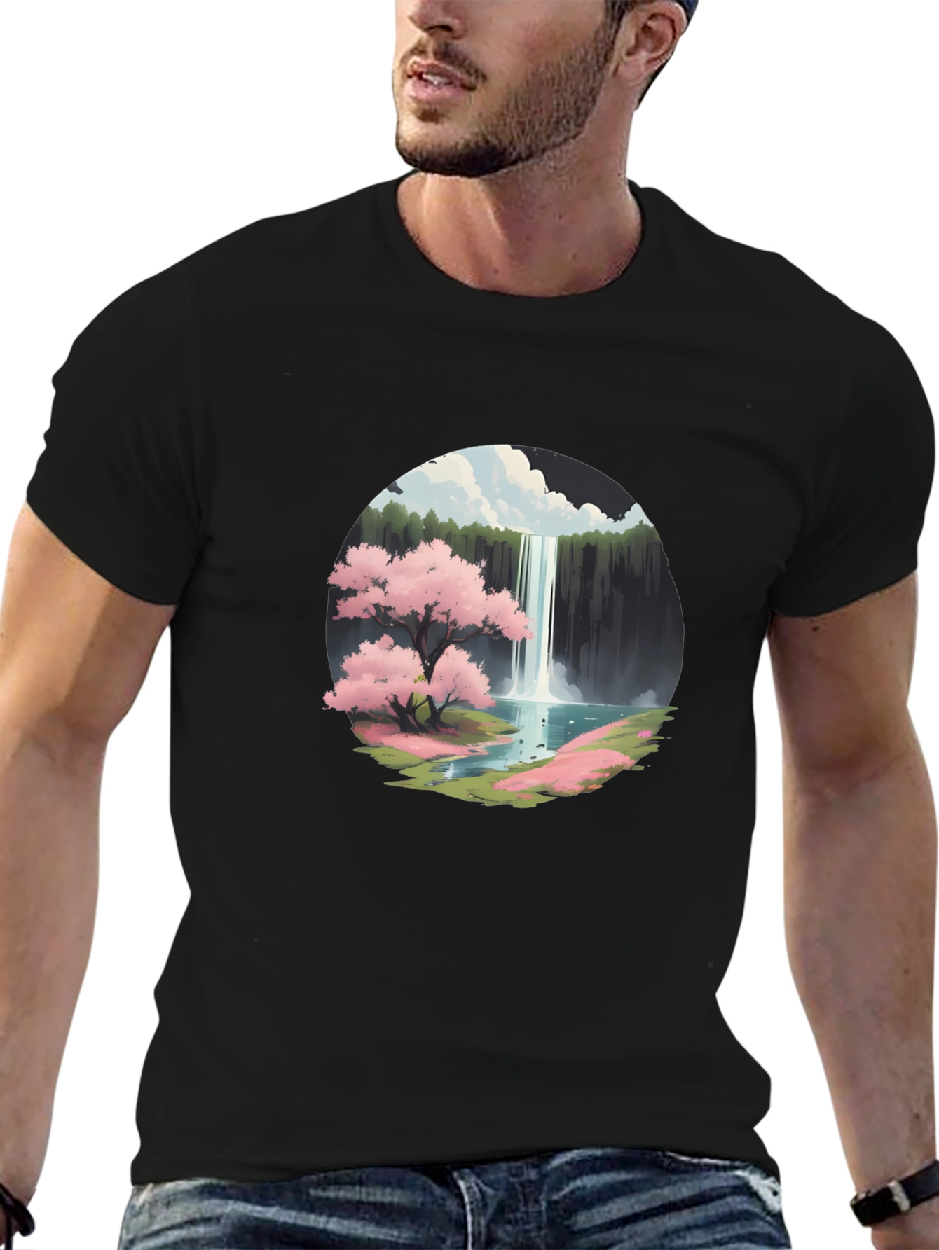 Cherry Blossom Waterfall Graphic Tee