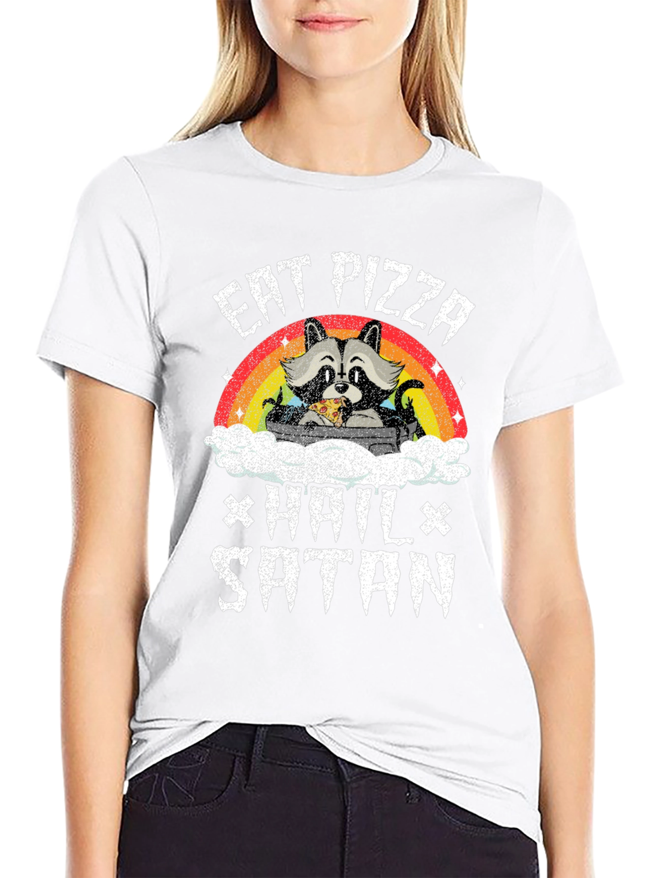 Eat Pizza Hail Satan Graphic Tee