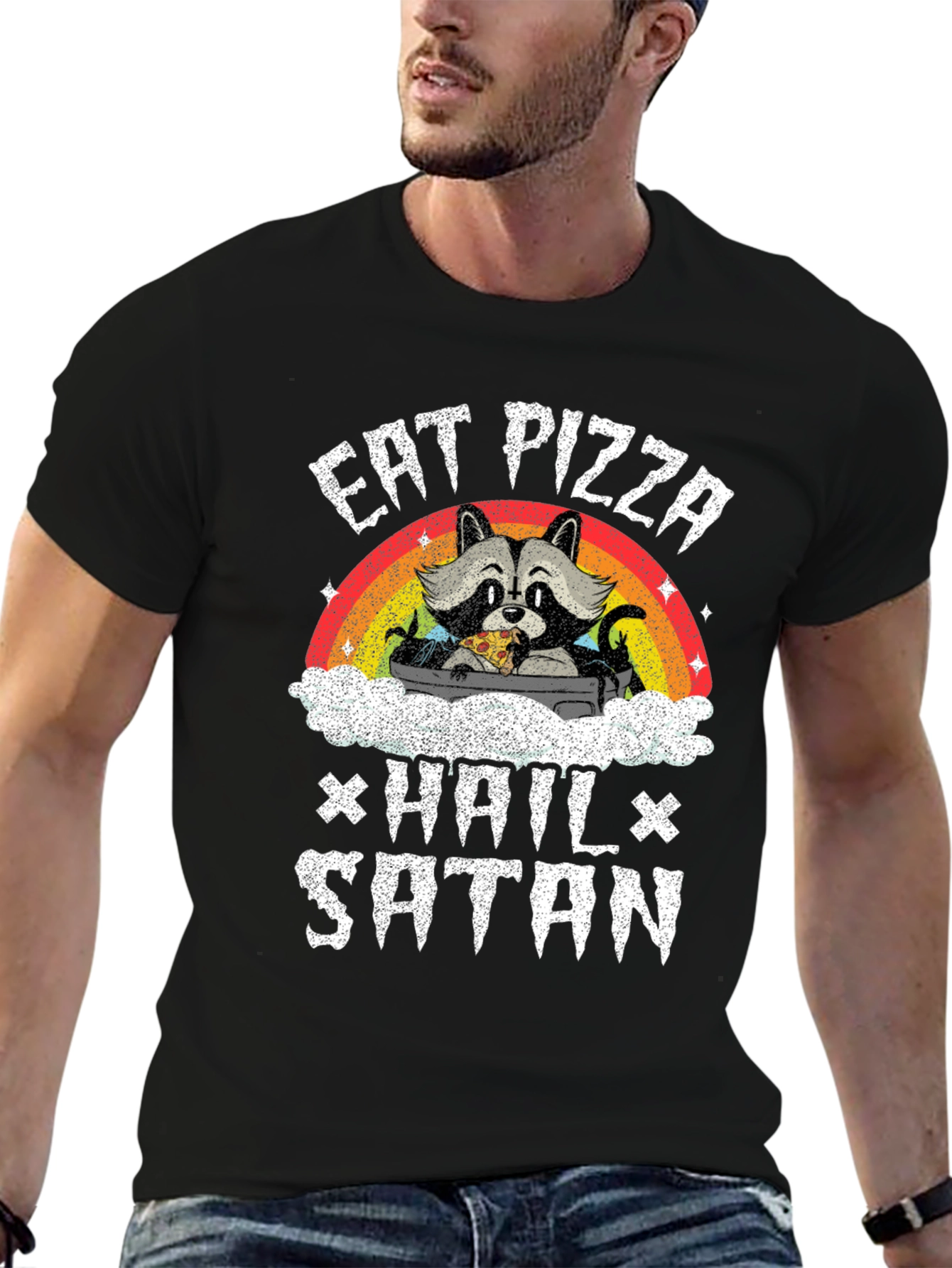 Eat Pizza Hail Satan Graphic Tee