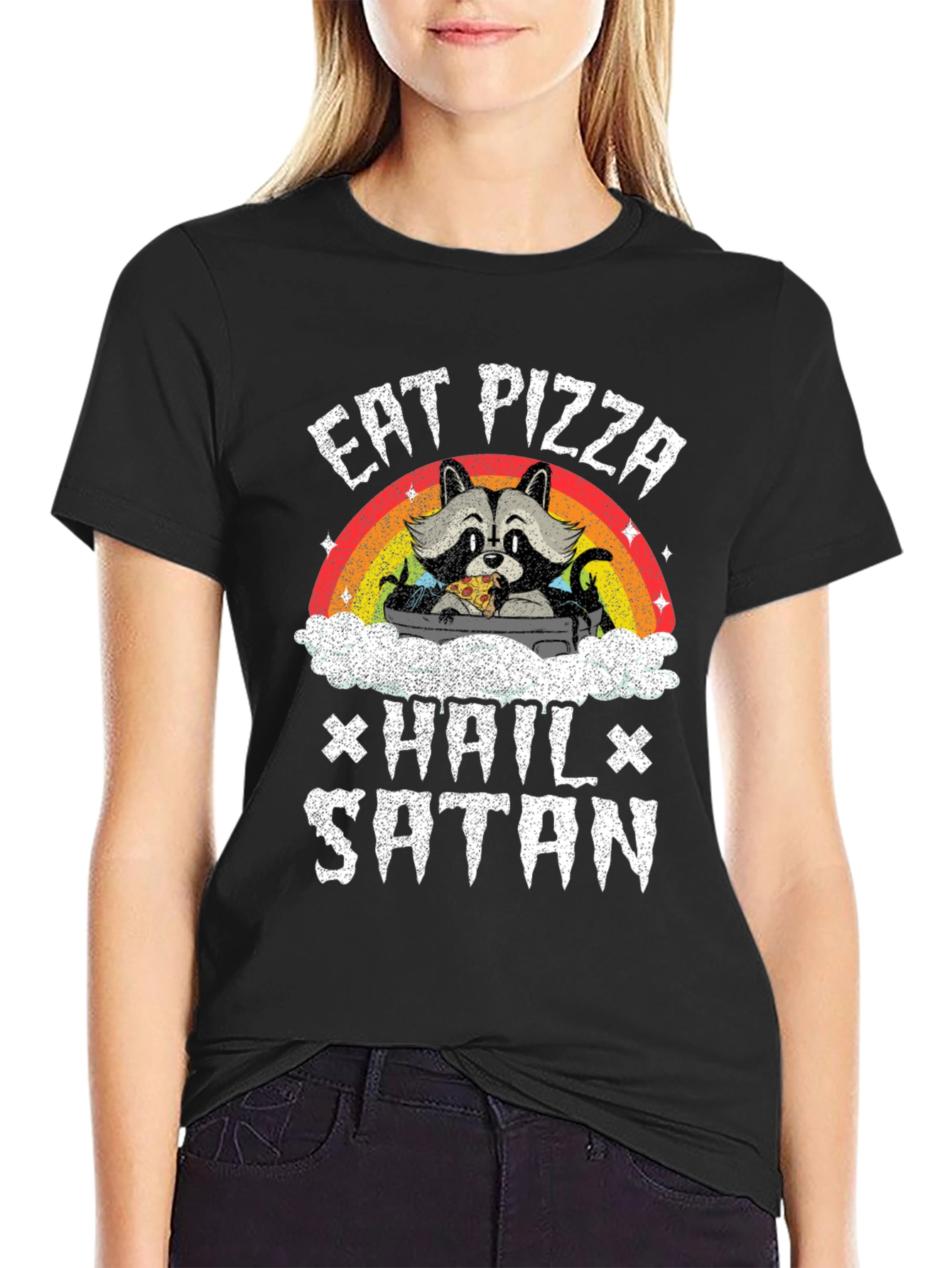 Eat Pizza Hail Satan Graphic Tee