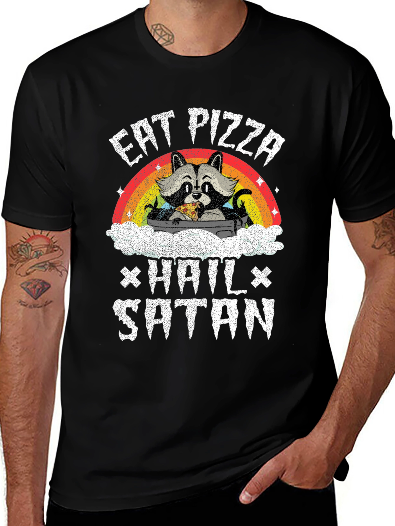 Eat Pizza Hail Satan Graphic Tee