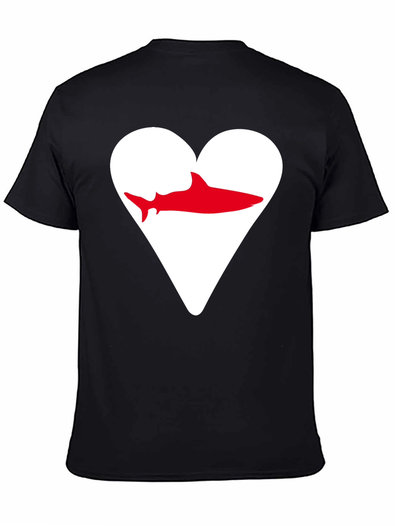 Shark Heart Graphic Tee - Black Cotton T-Shirt